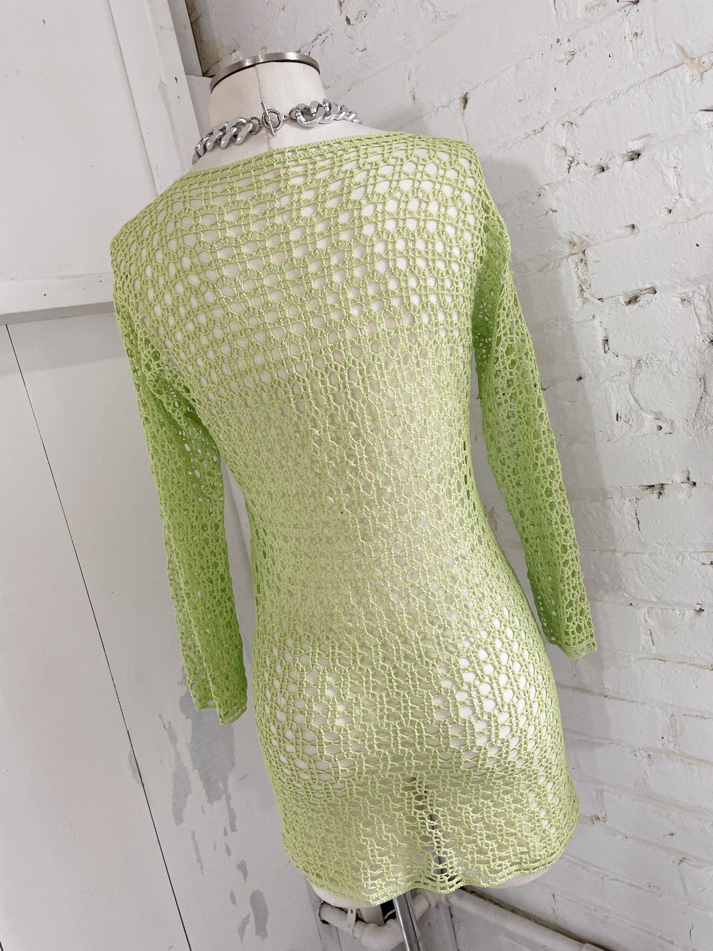 Spring Break Lime Knit Mini Dress