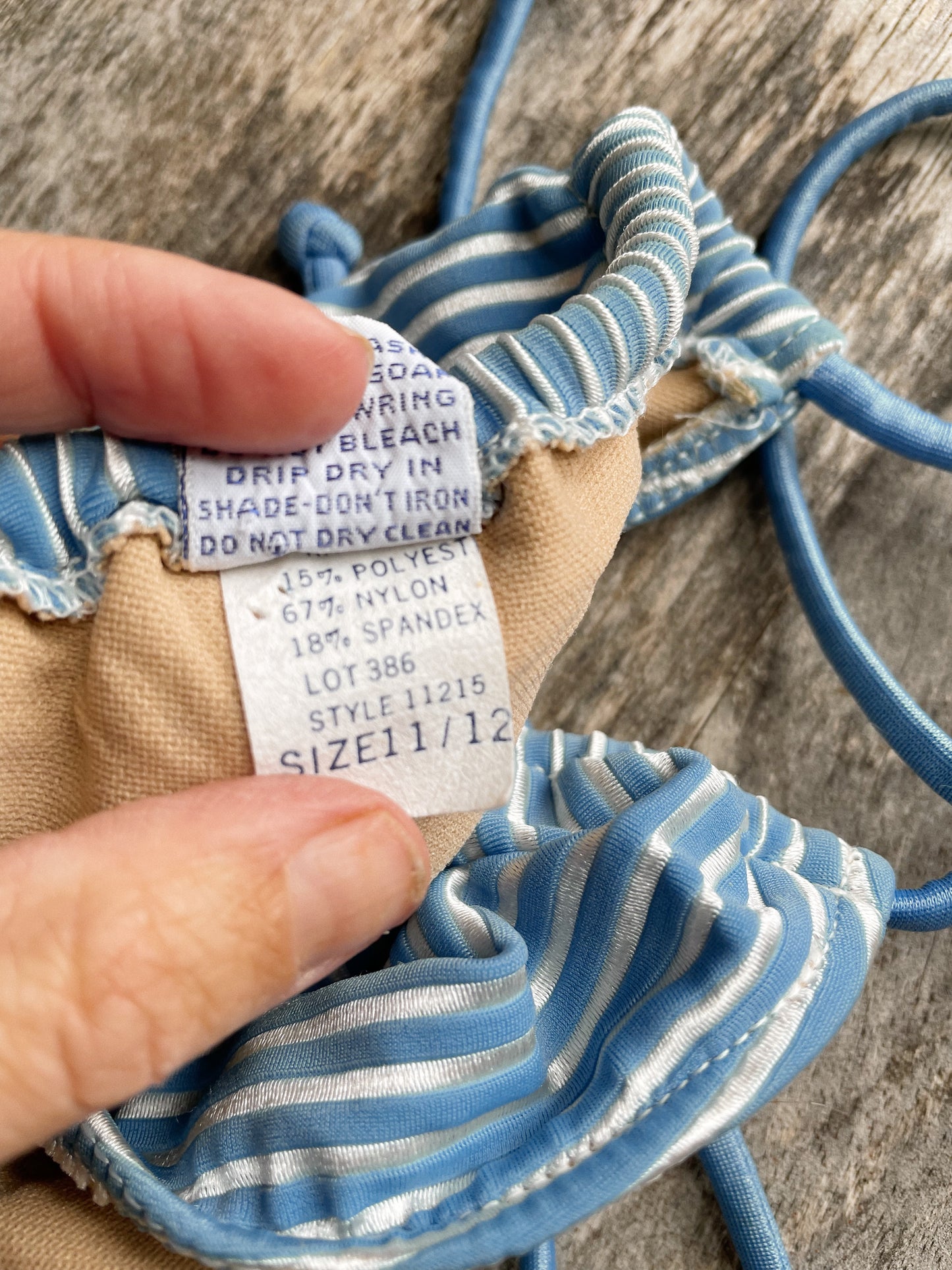 70s/80s Ocean Blue Stripe Shell Bikini