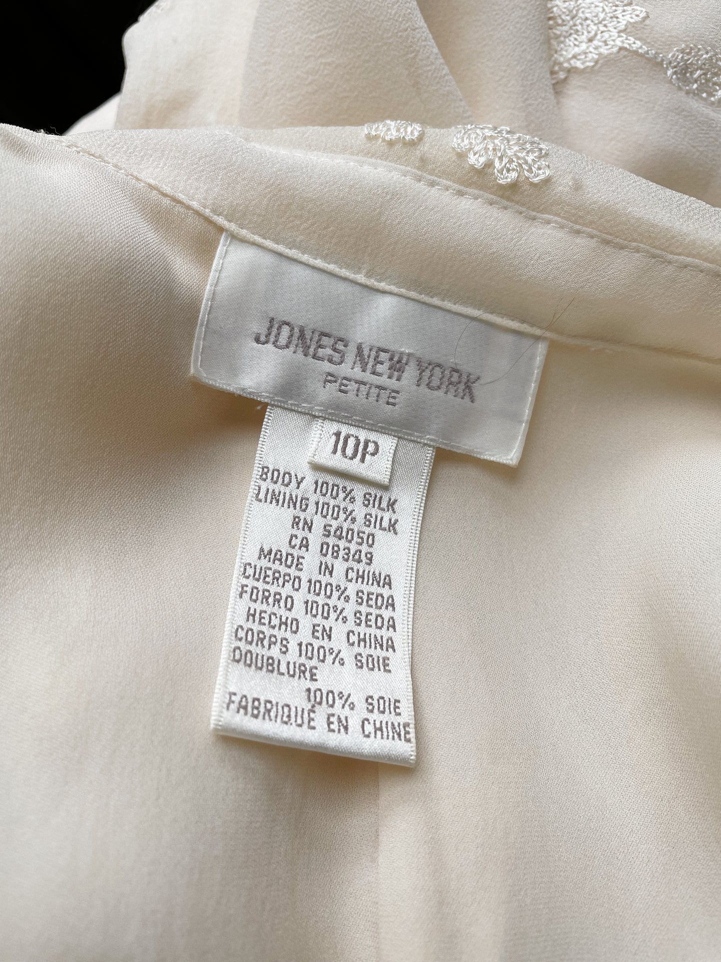 Silk Chainstitch Ivory Blouse