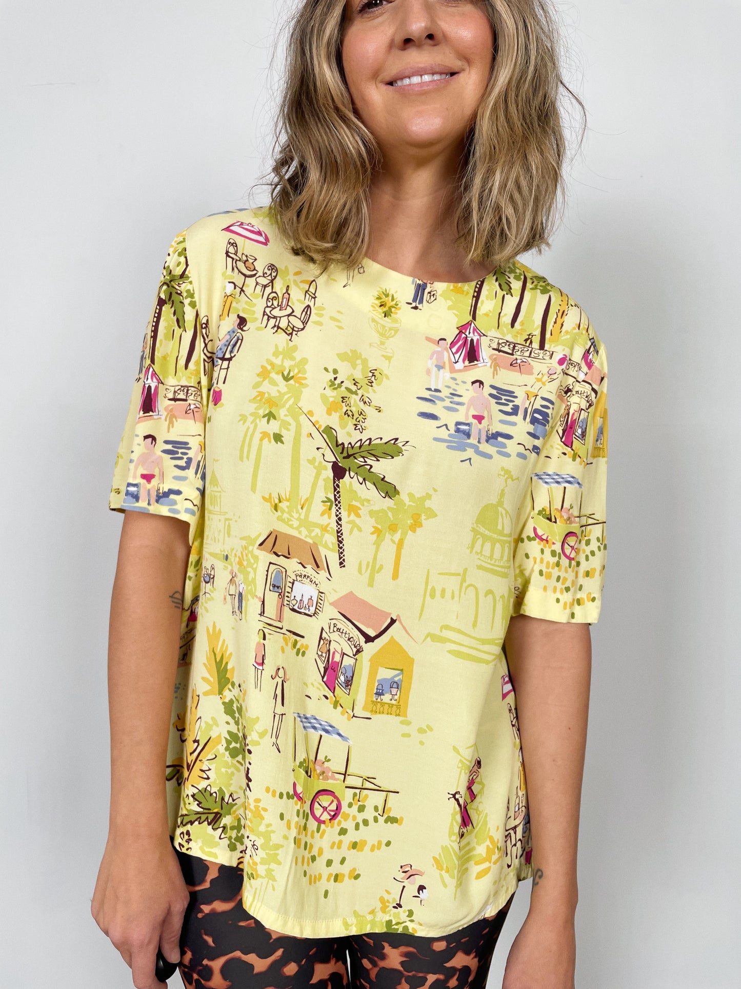 Vacay Print 90s Blouse