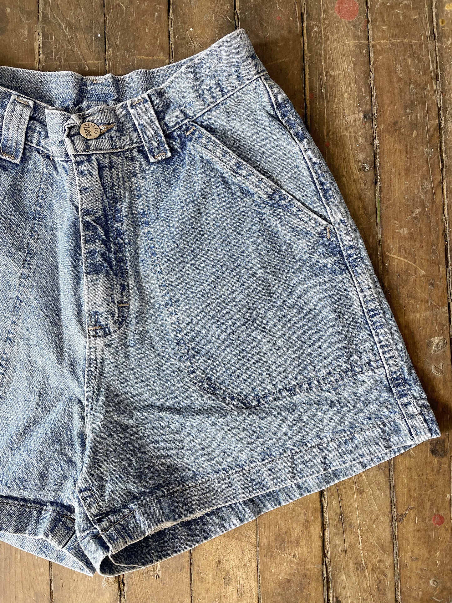 High Rise Cuffed Denim Shorts