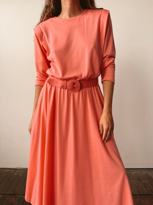 Coral Dolman Sleeve Dress with Belt (M)