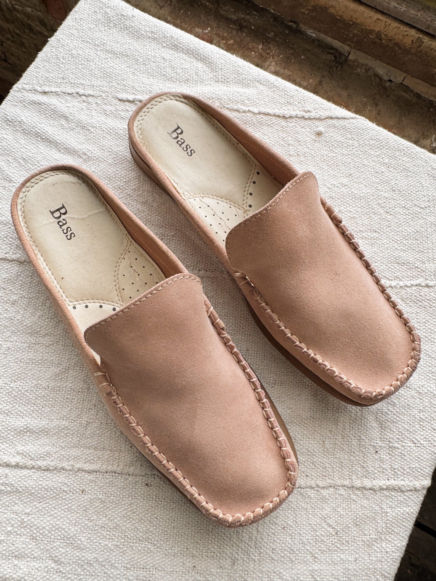 Bass Light Pink Suede Mules (10)