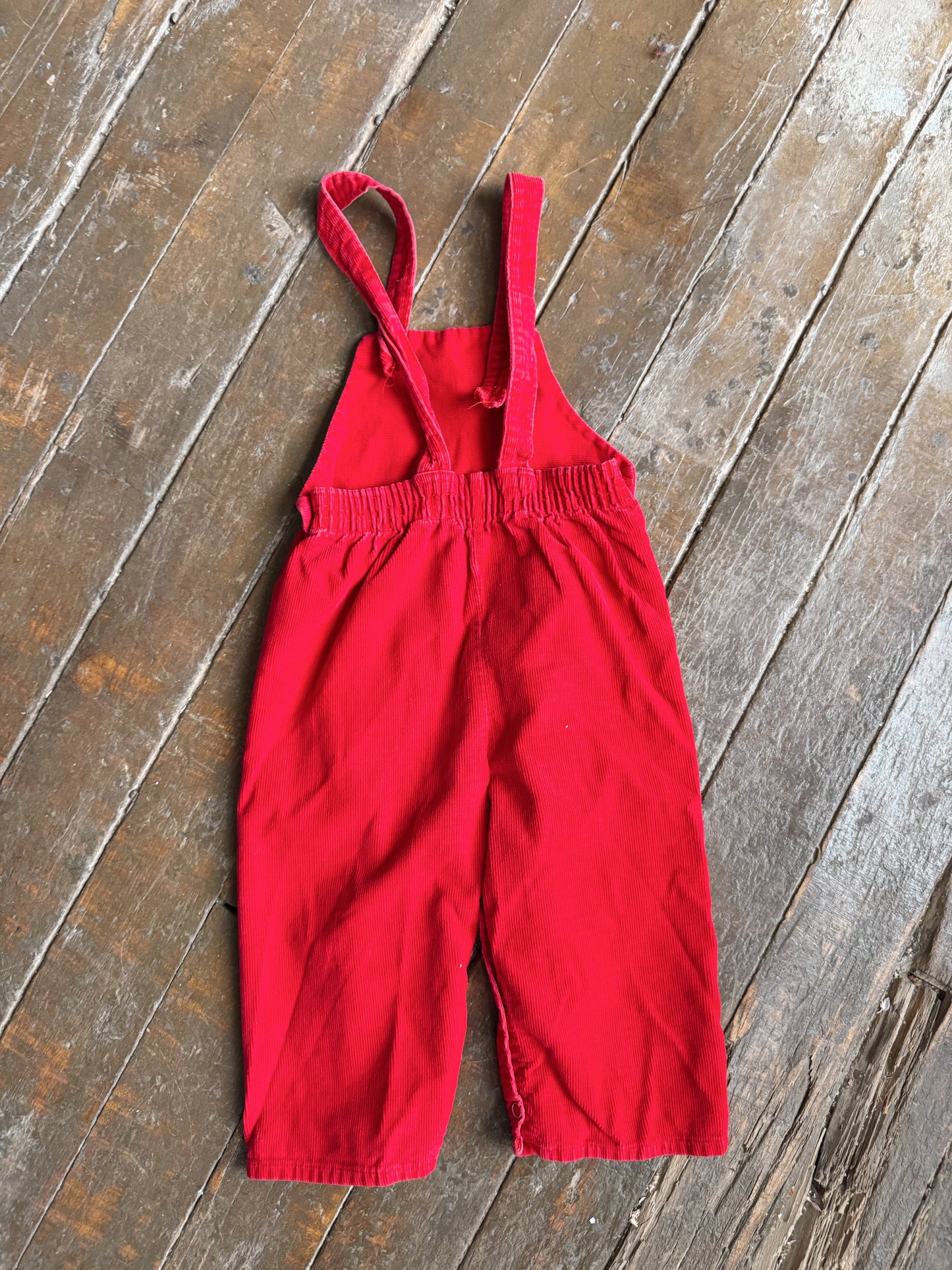 Red Cordory 80s Overalls (3T)