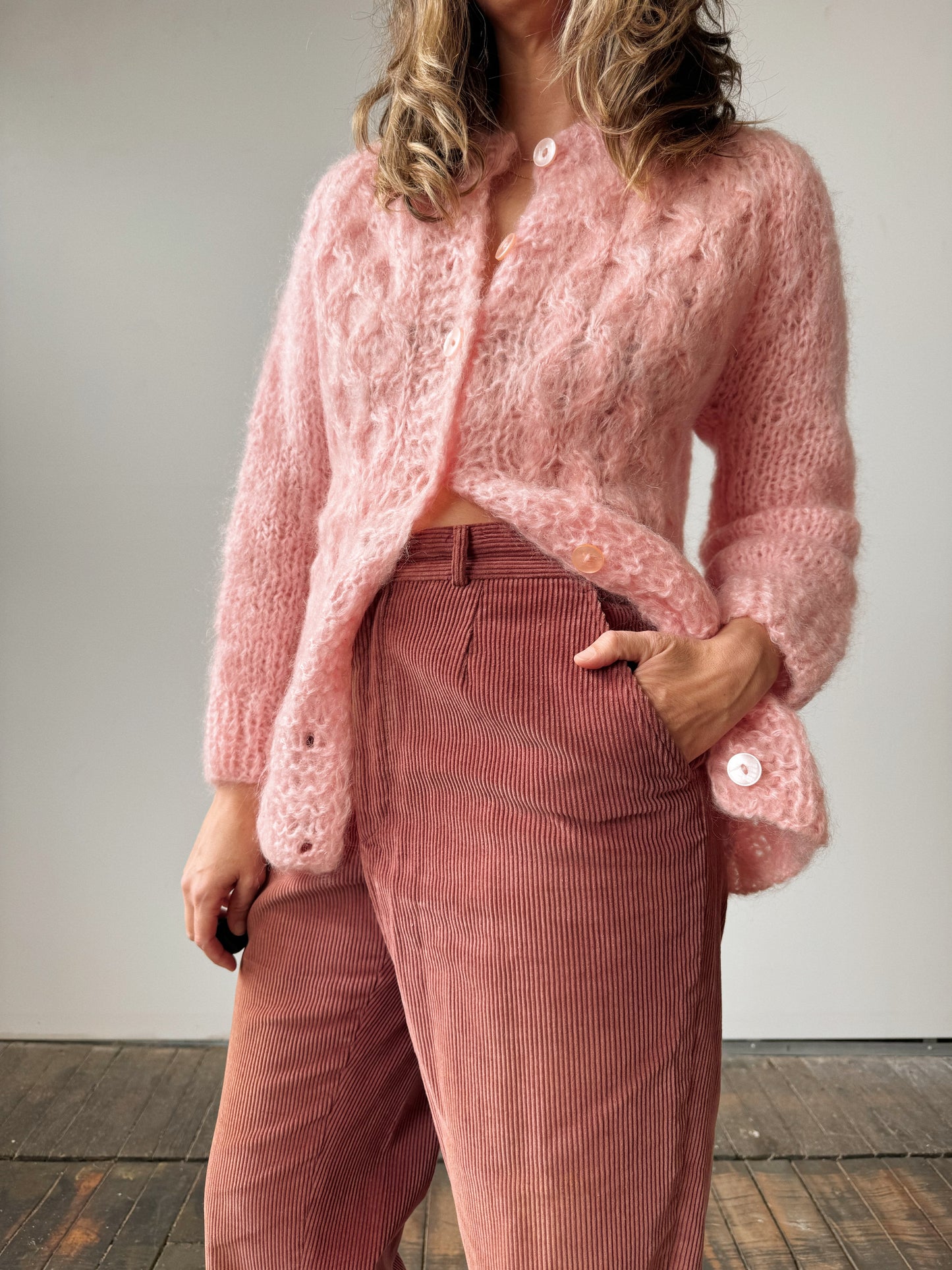 Rike's Valentine Pink Mohair Cardigan (M)