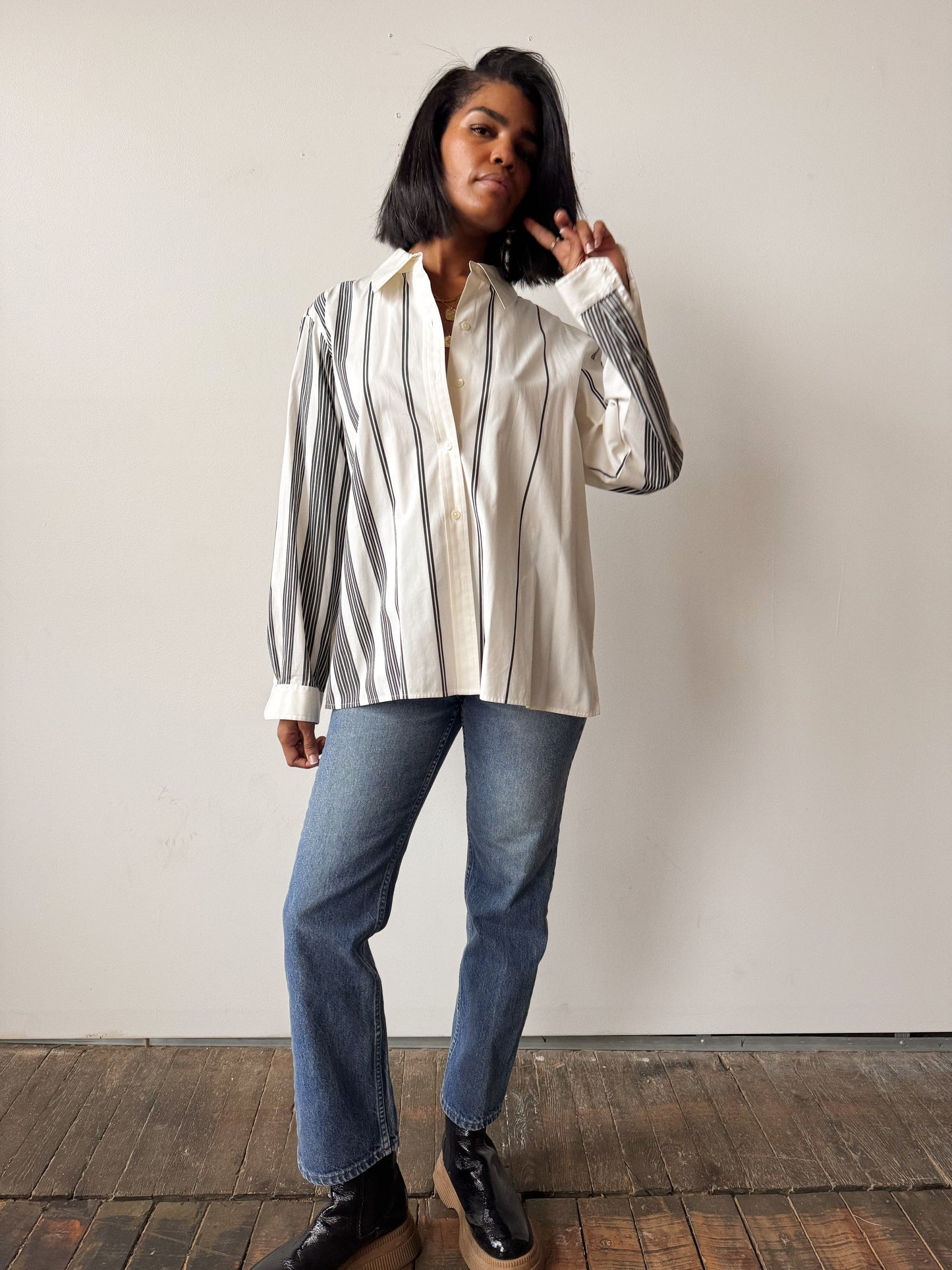 Striped 00s Dress Shirt (XL)