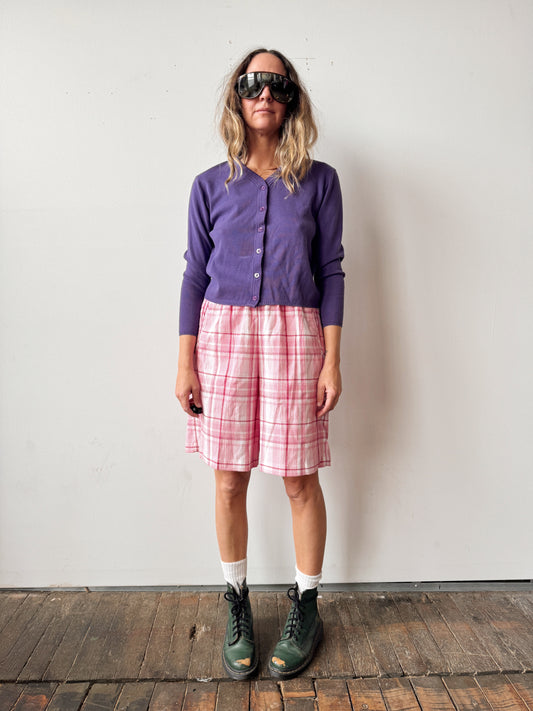 Pink Plaid Mom Shorts (M)