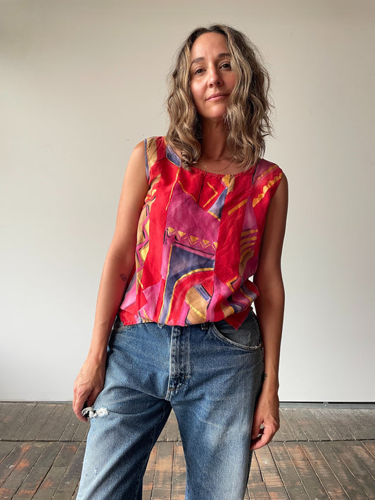 80s Geo Silk Tank