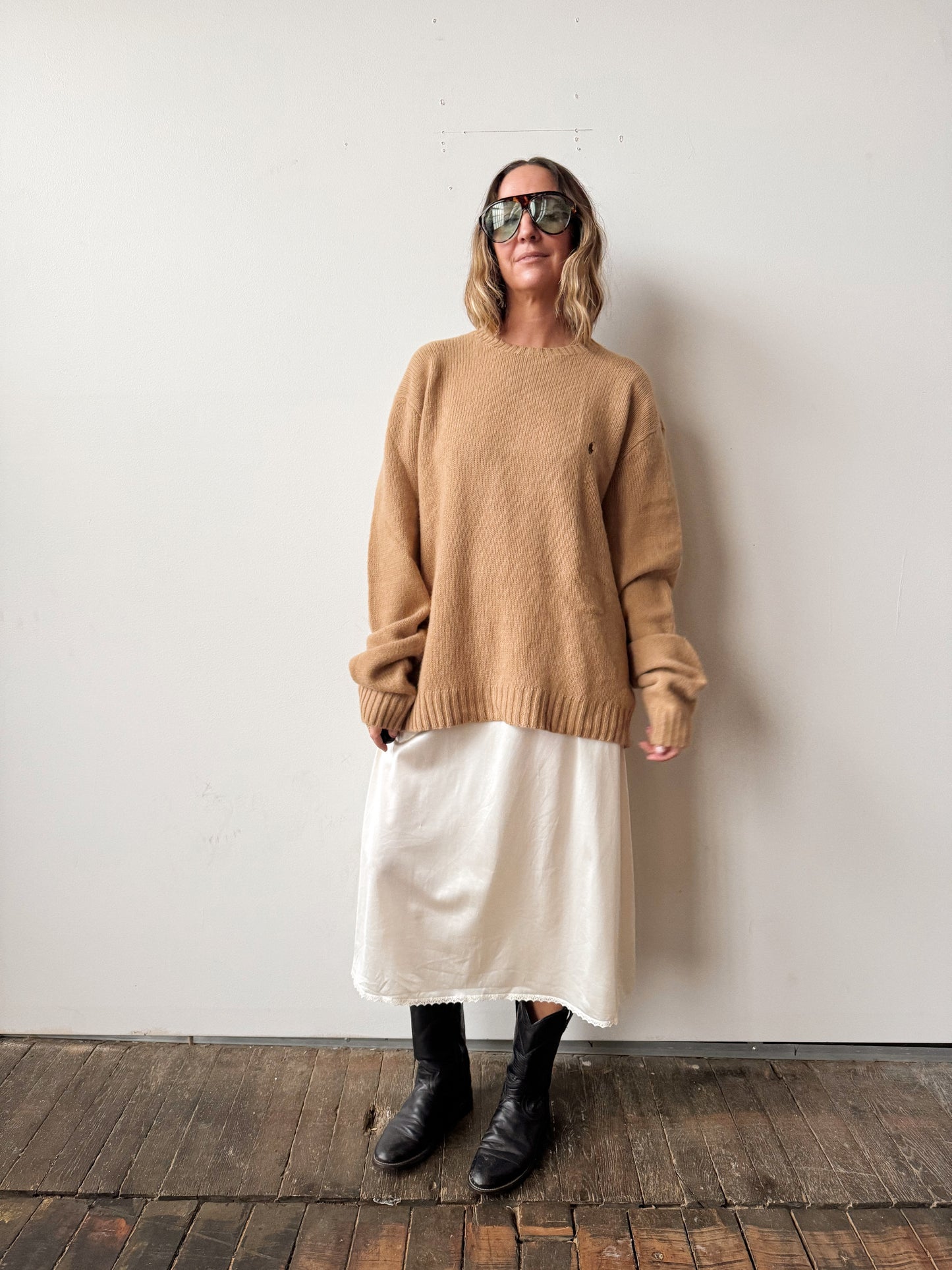 Polo Merino Wool and Angora Rabbit Crewneck Camel Sweater (Mens XXL)