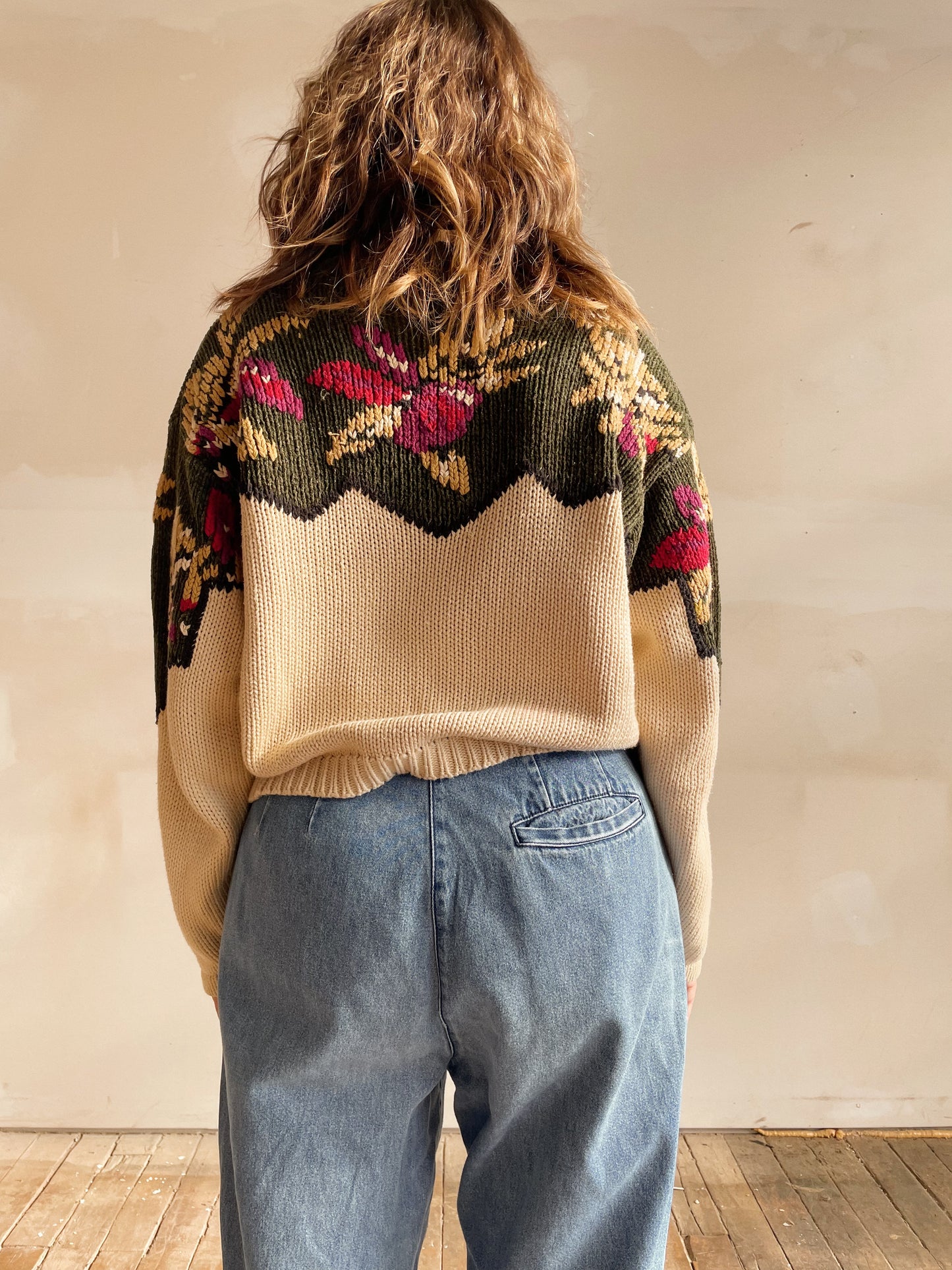 90s Jacquard Floral Sweater (M)