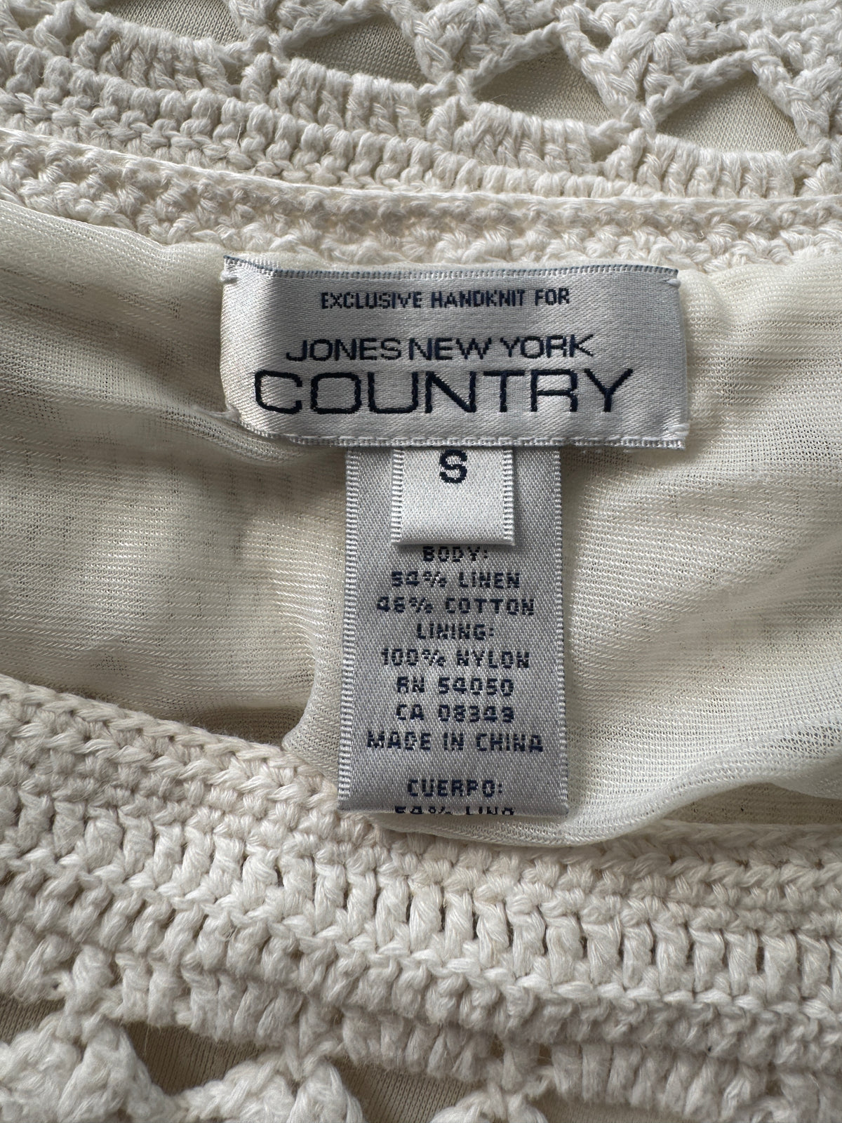 Crochet Cream Knit 90s Jones Country Blouse (S)