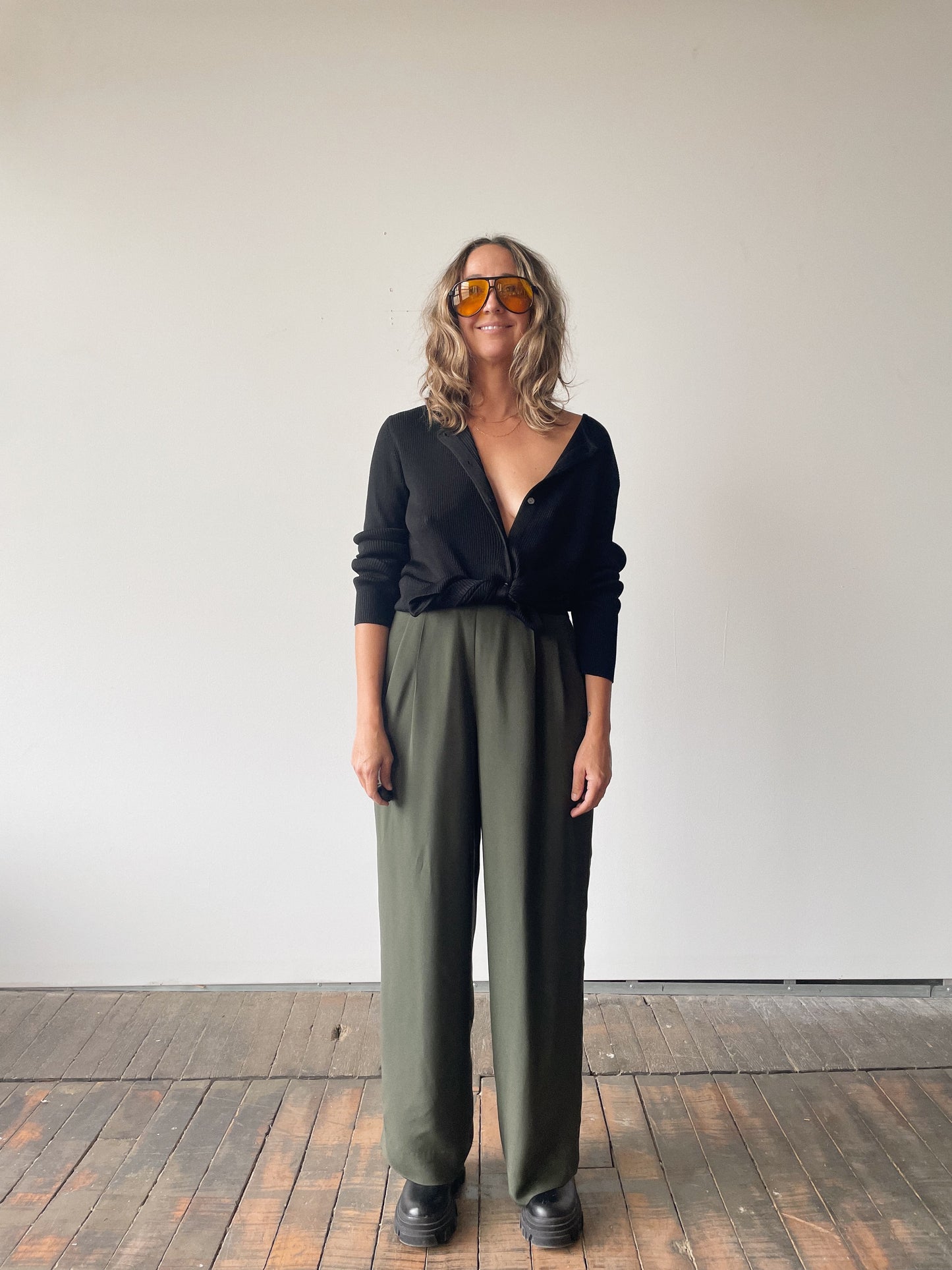 Olive Silk Pant