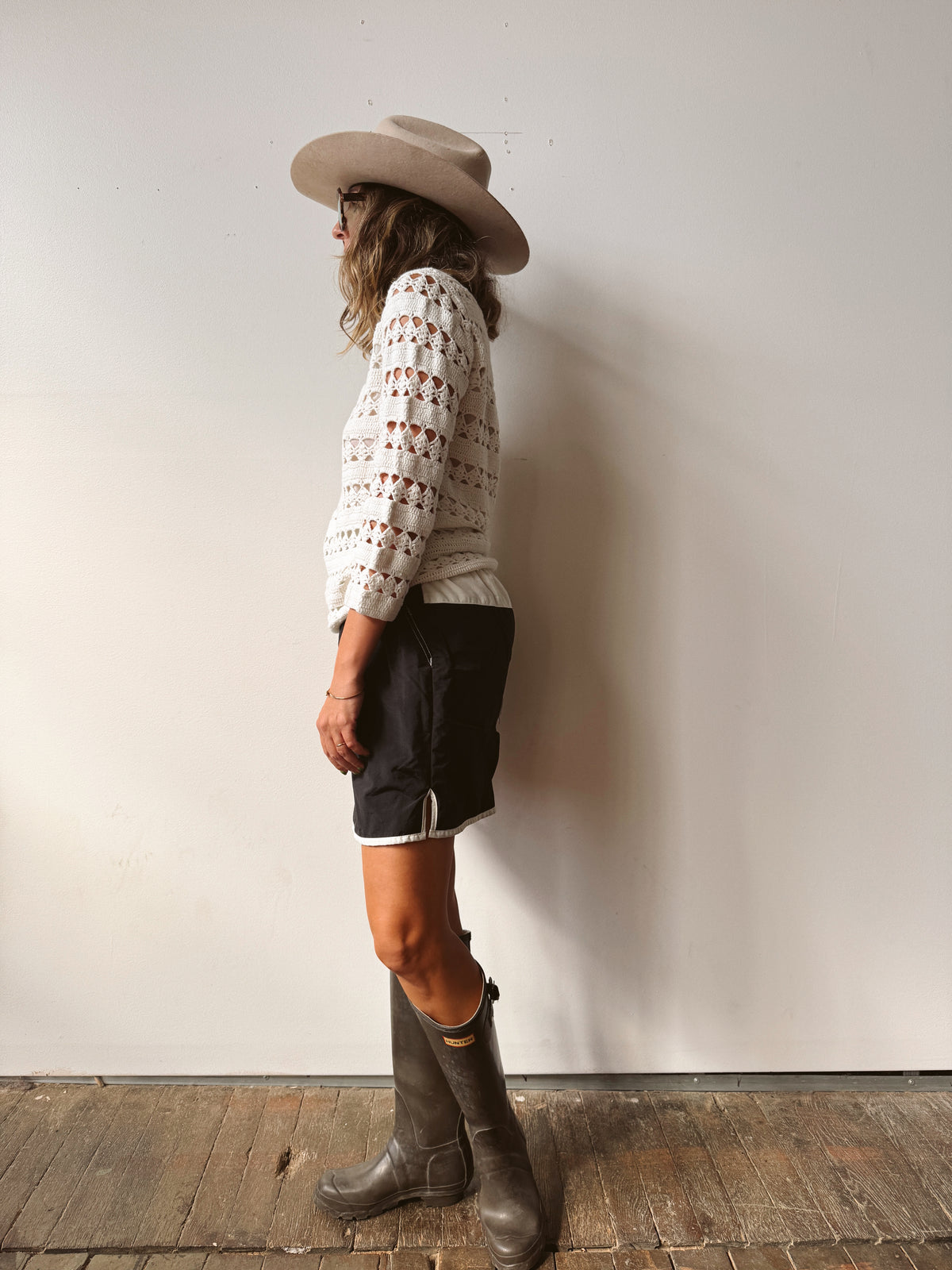 Crochet Cream Knit 90s Jones Country Blouse (S)