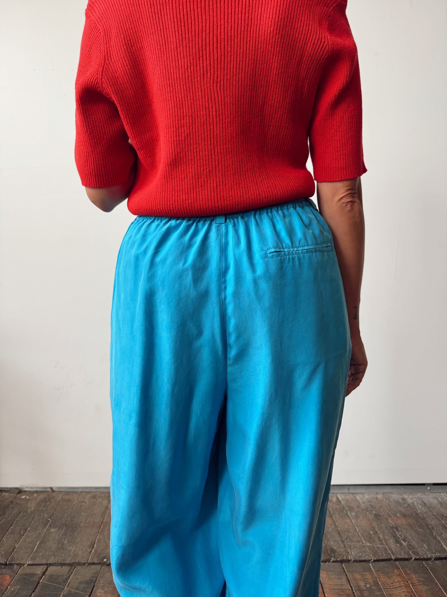 Red Ribbed 00s Knit Swearer Blouse (L)