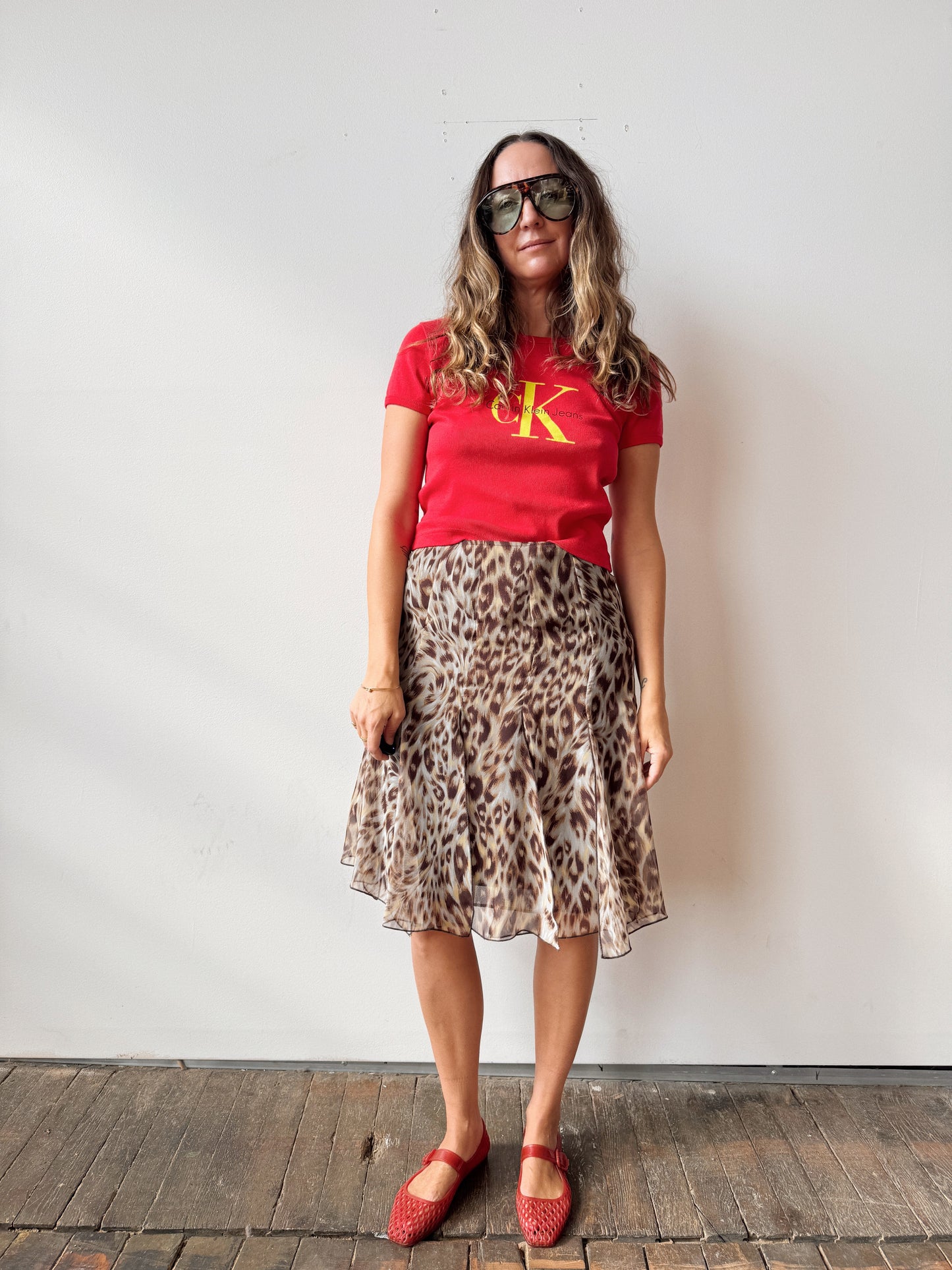 Animal Print 90s Split Skirt (27")