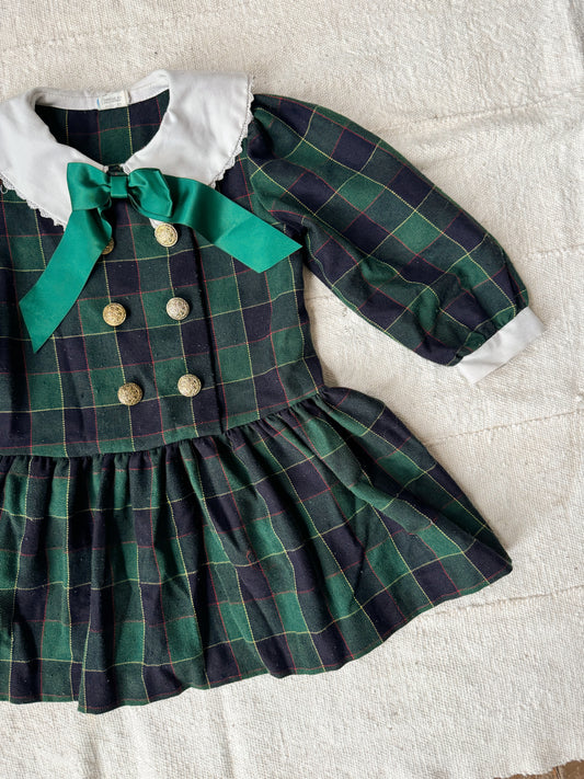 Holiday Bow Plaid 90s Dress (3T)