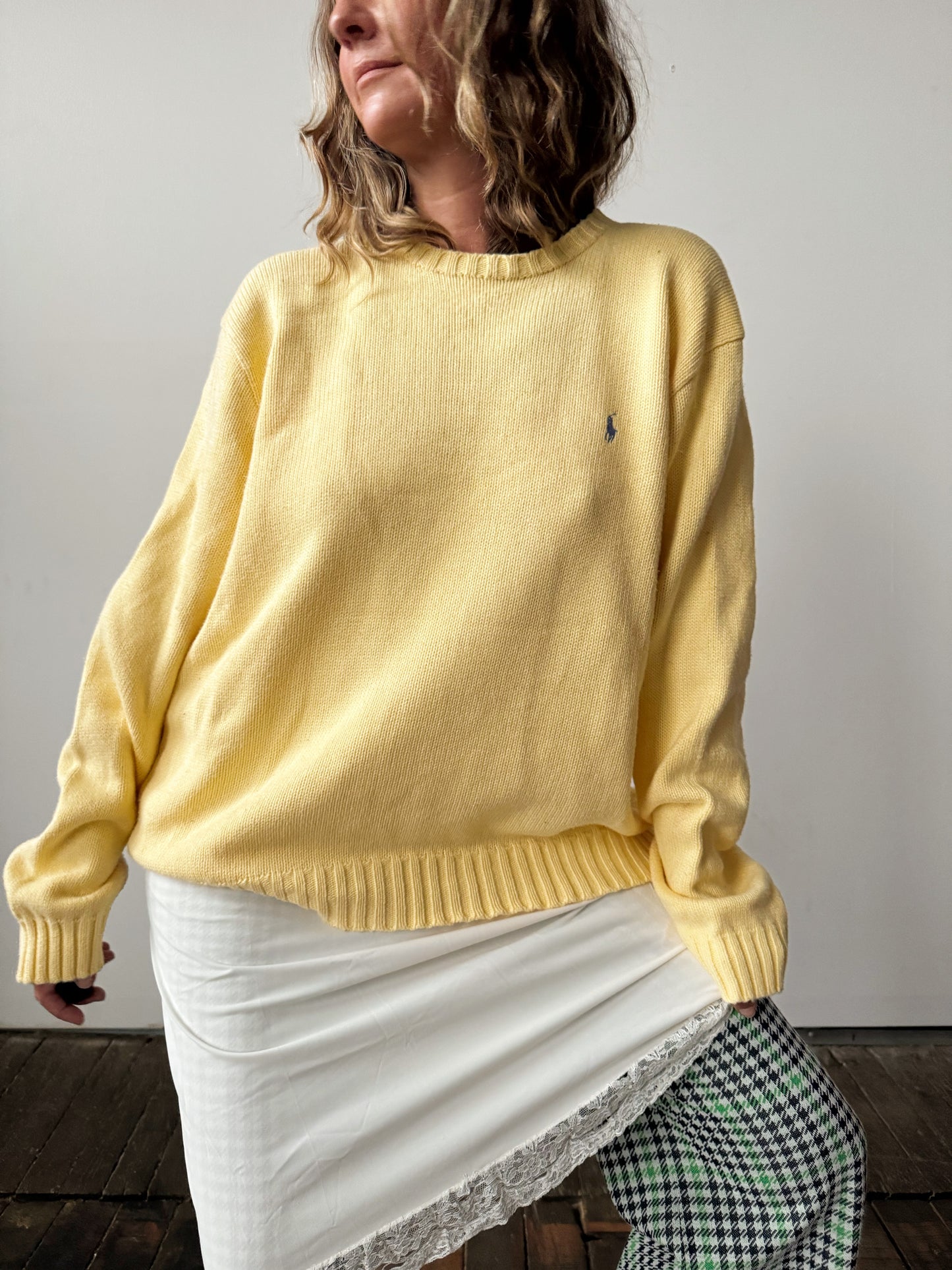 Polo Ralph Lauren Butter Yellow Cotton Knit Sweater (Mens XL)