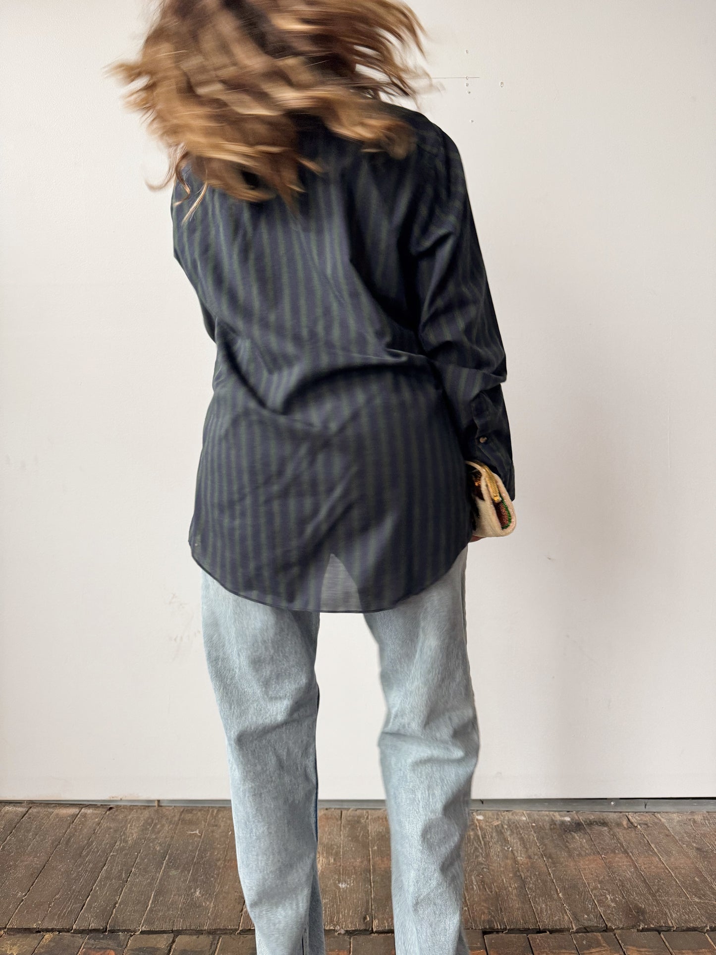 Sycamore 80s Striped Woven Button Down (Mens L)