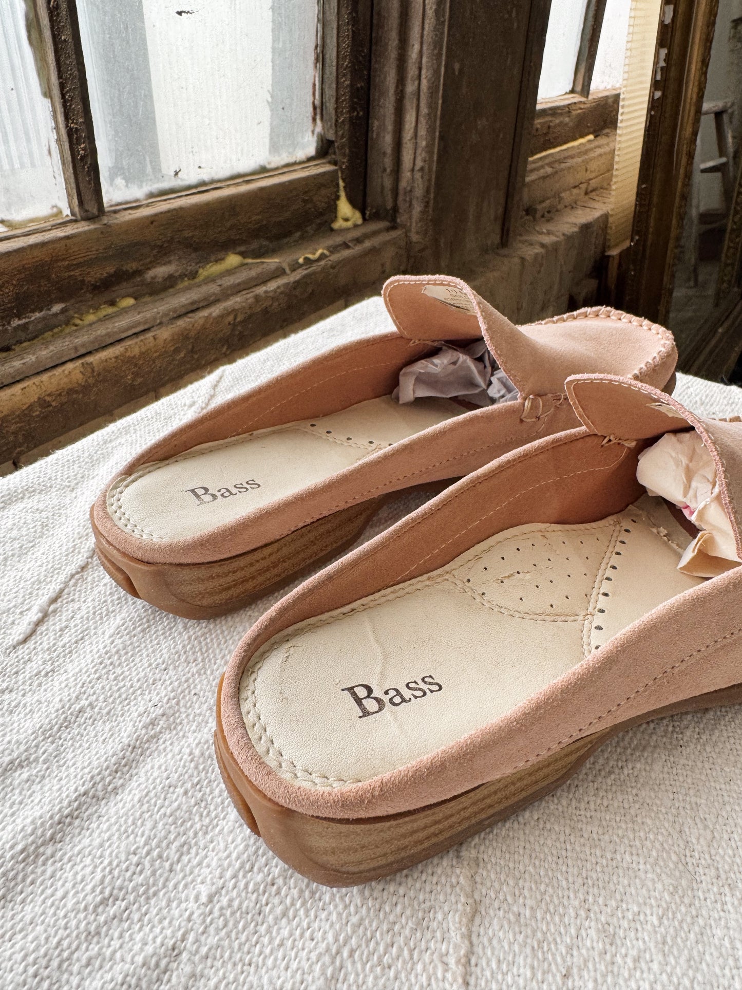 Bass Light Pink Suede Mules (10)