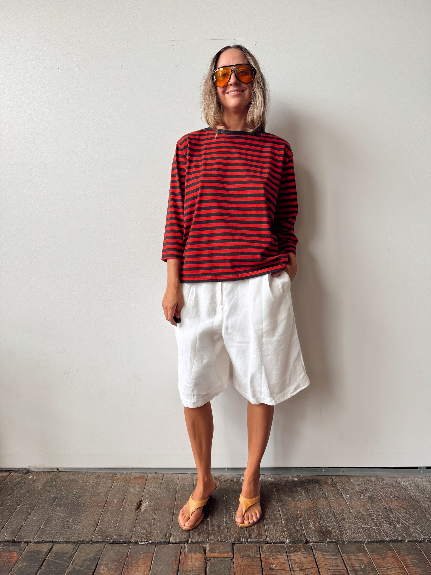 Red Stripped Paradise Cotton Shirt (XL)