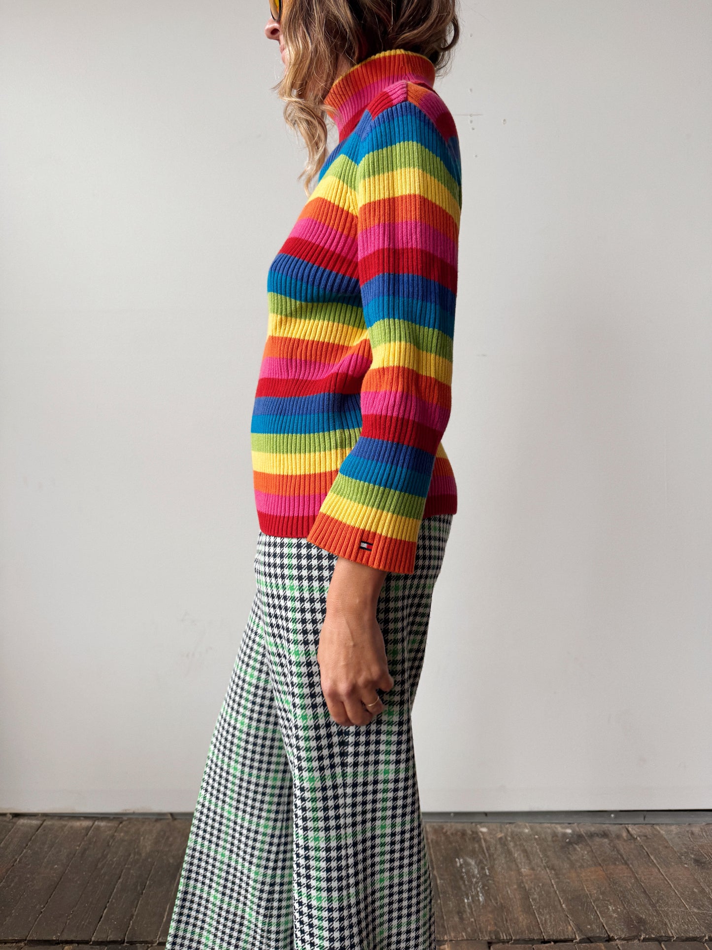 Rainbow Y2L Rainbow 3/4 Sleeve Turtleneck Knit Sweater (L)