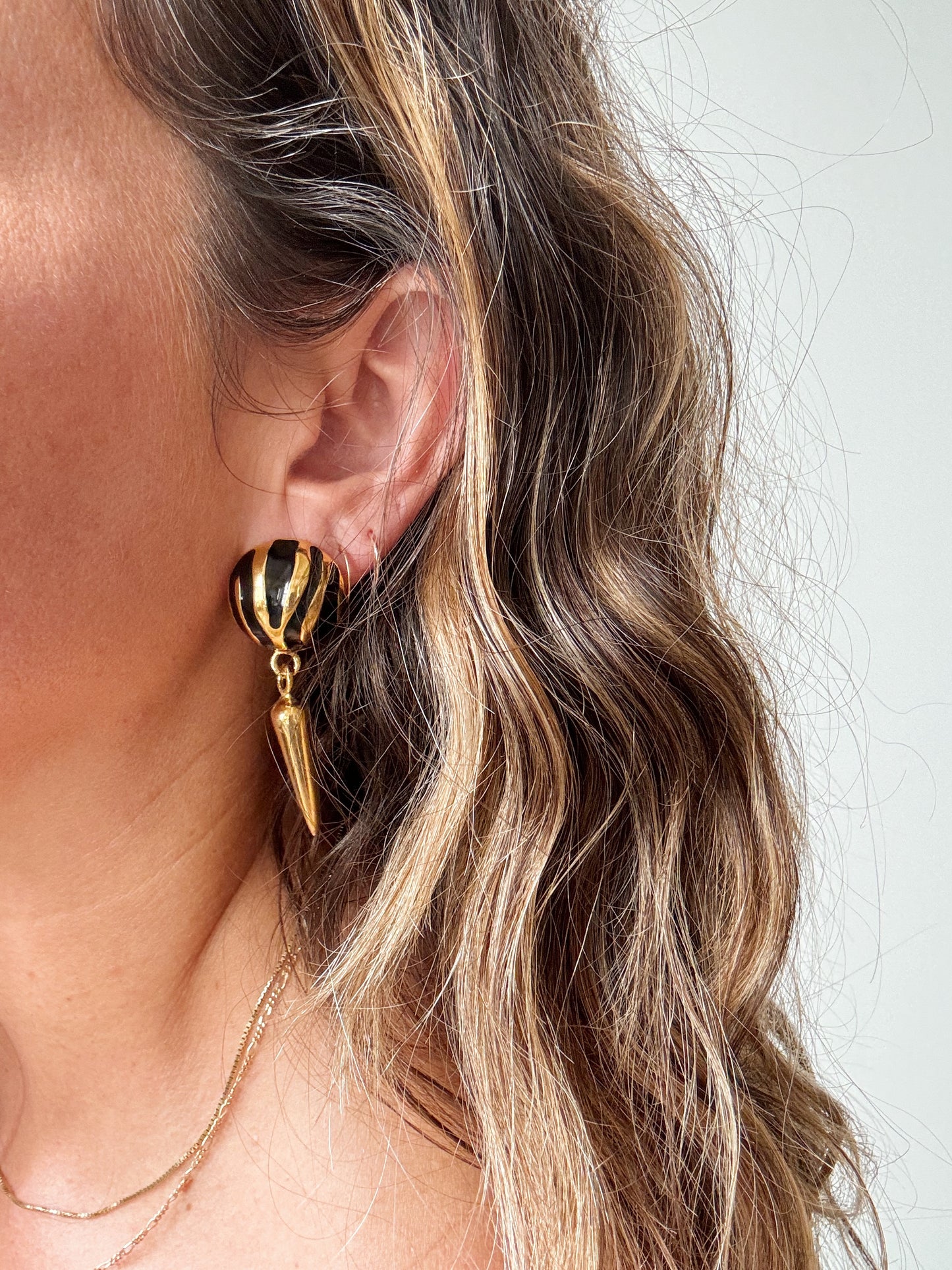 Black and Gold Dagger Earrings