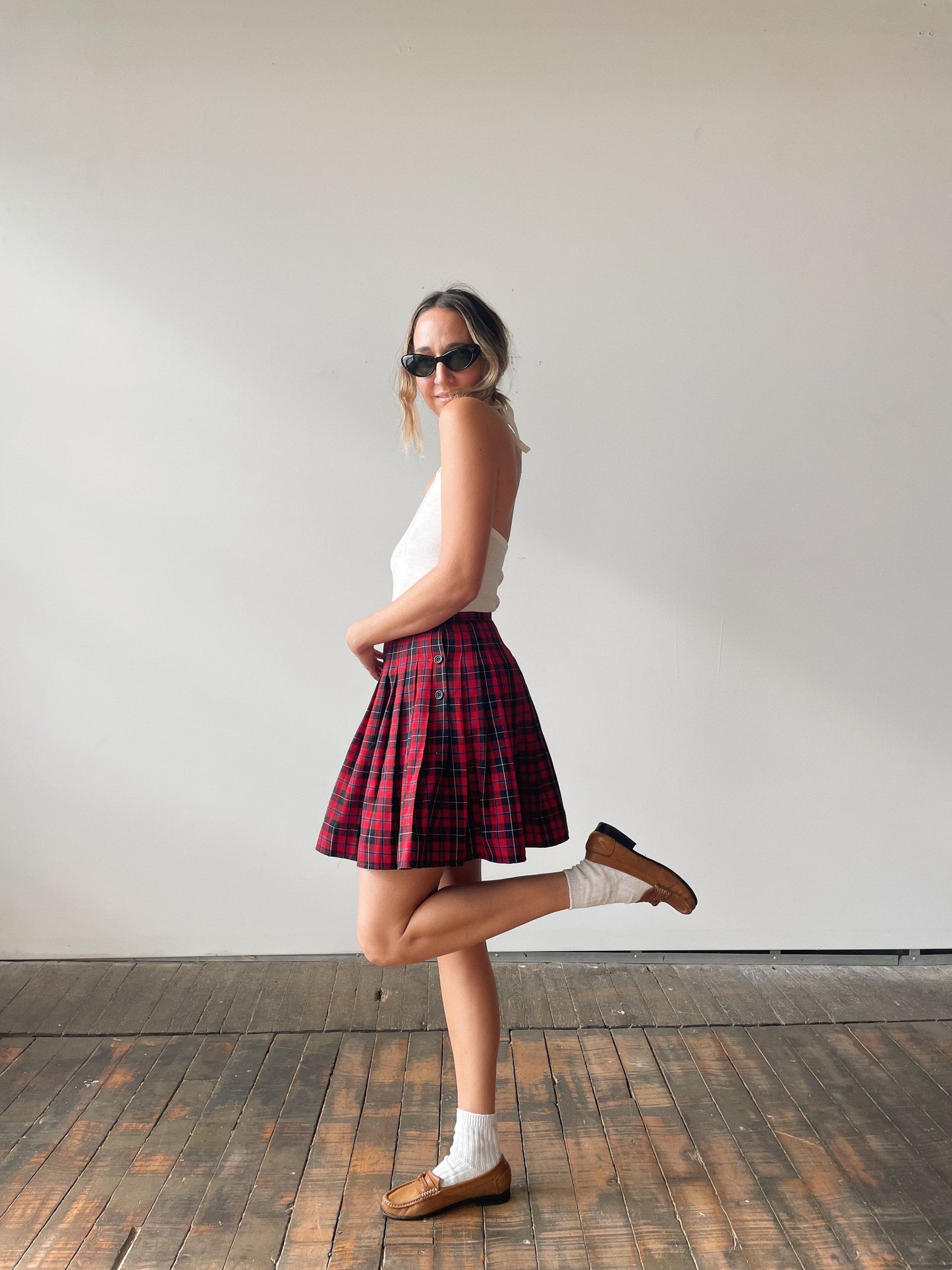 Plaid 90s School Girl Mini Skirt (S)