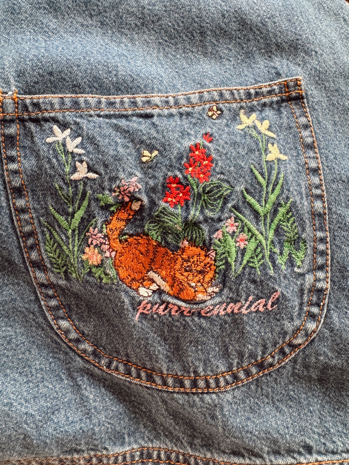 Purrrfect Cat Denim 90s Chore Coat (M)