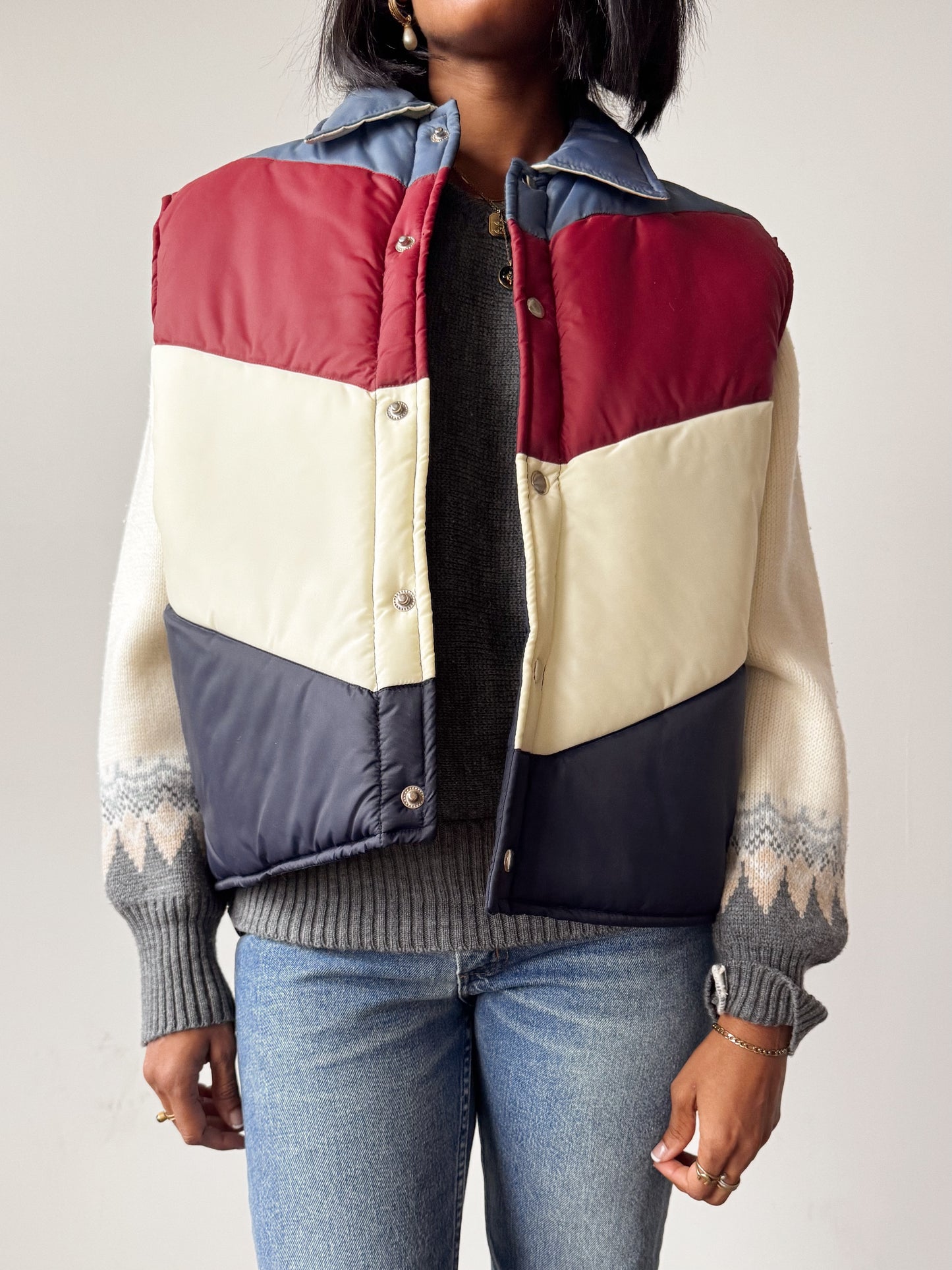 Sigallo 70s Colorblock Puffer Vest (M)