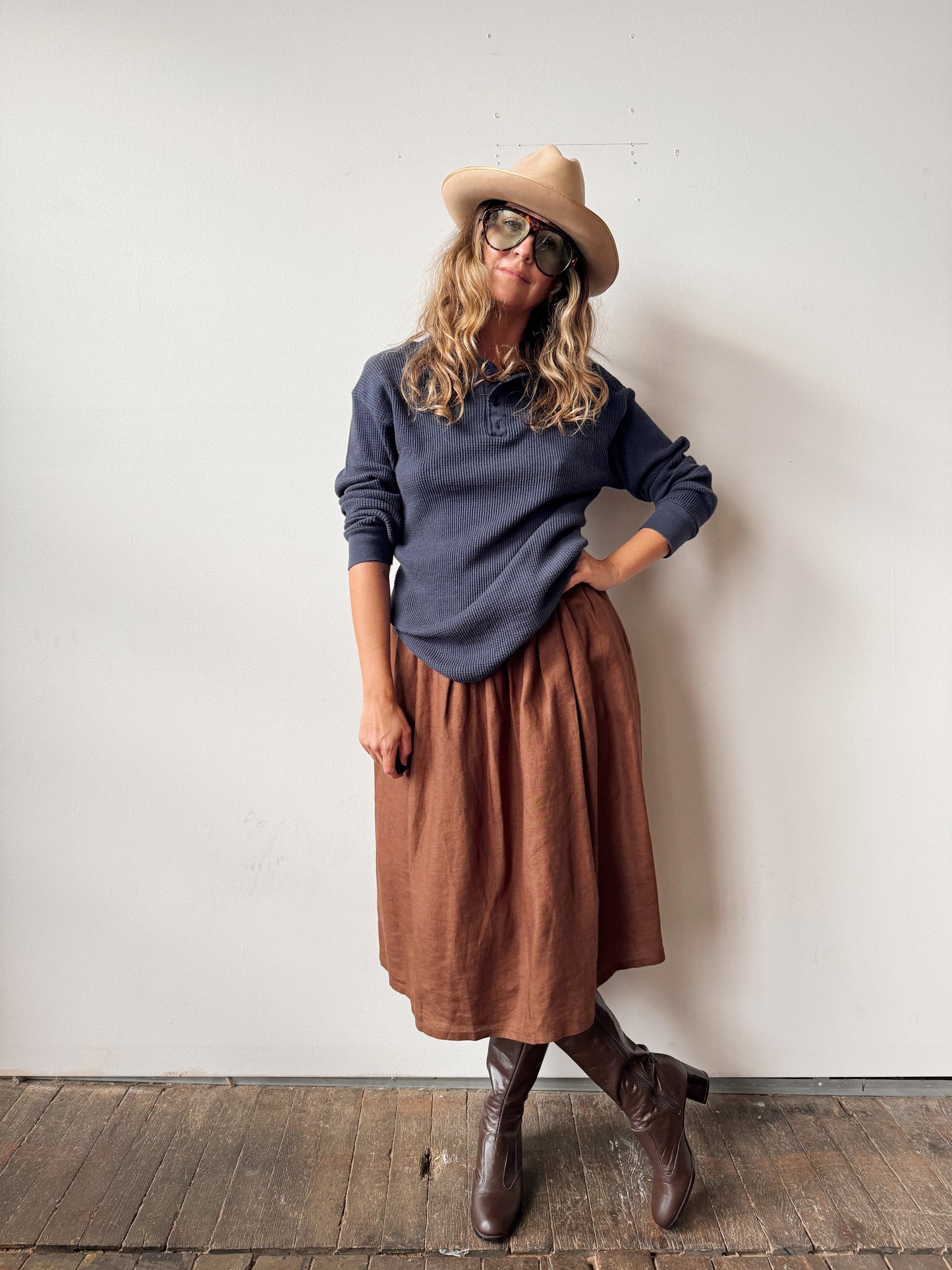 Thermal Waffle 90s Navy Knit (L)