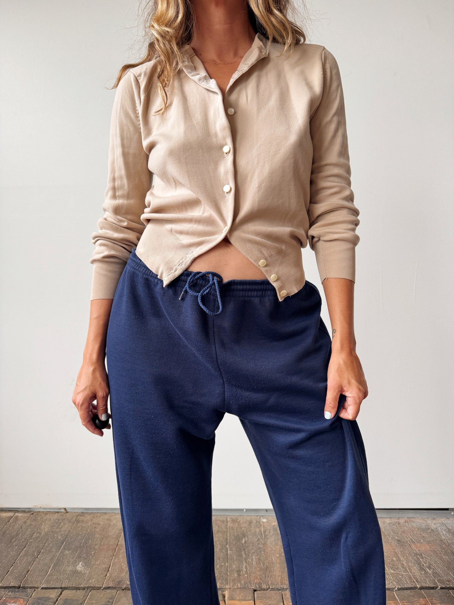 Beige Minimal 60s Cardigan (M)