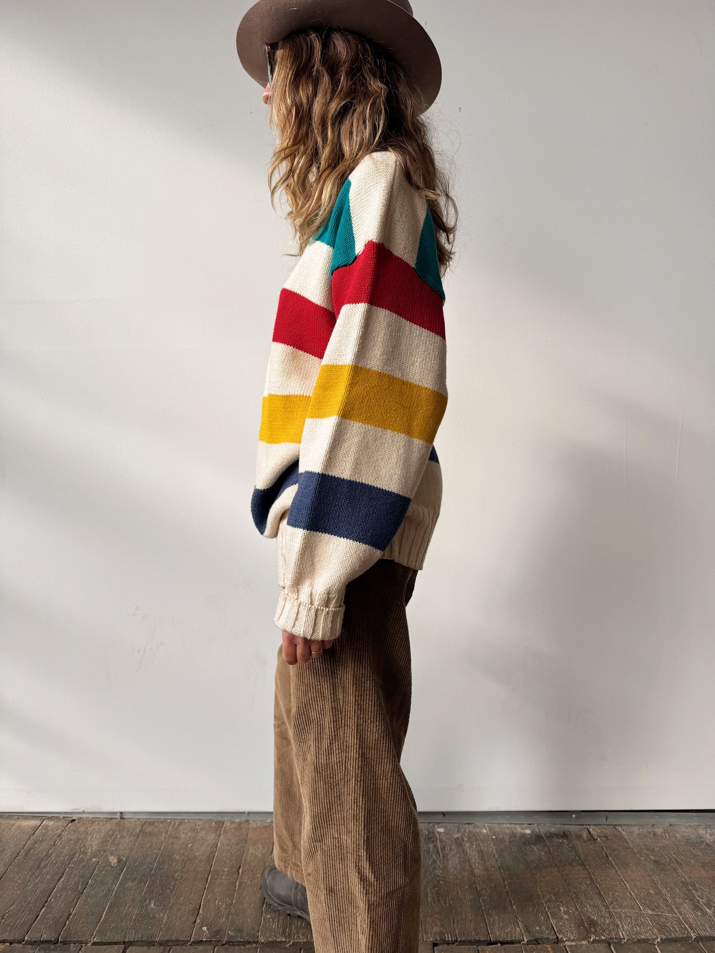 Knit Striped Turtleneck 90s Sweater (L)