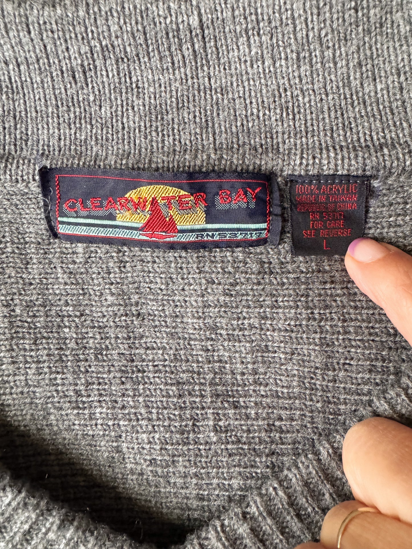 80s Clearwater Collared Knit Sweater (M)