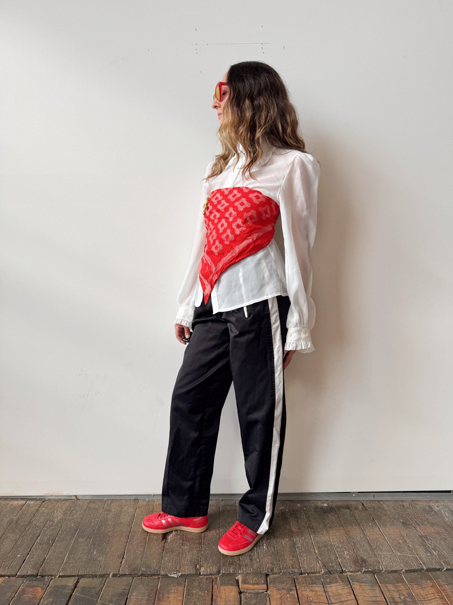 90s Black and White Stripe Trouser Pant (XS)