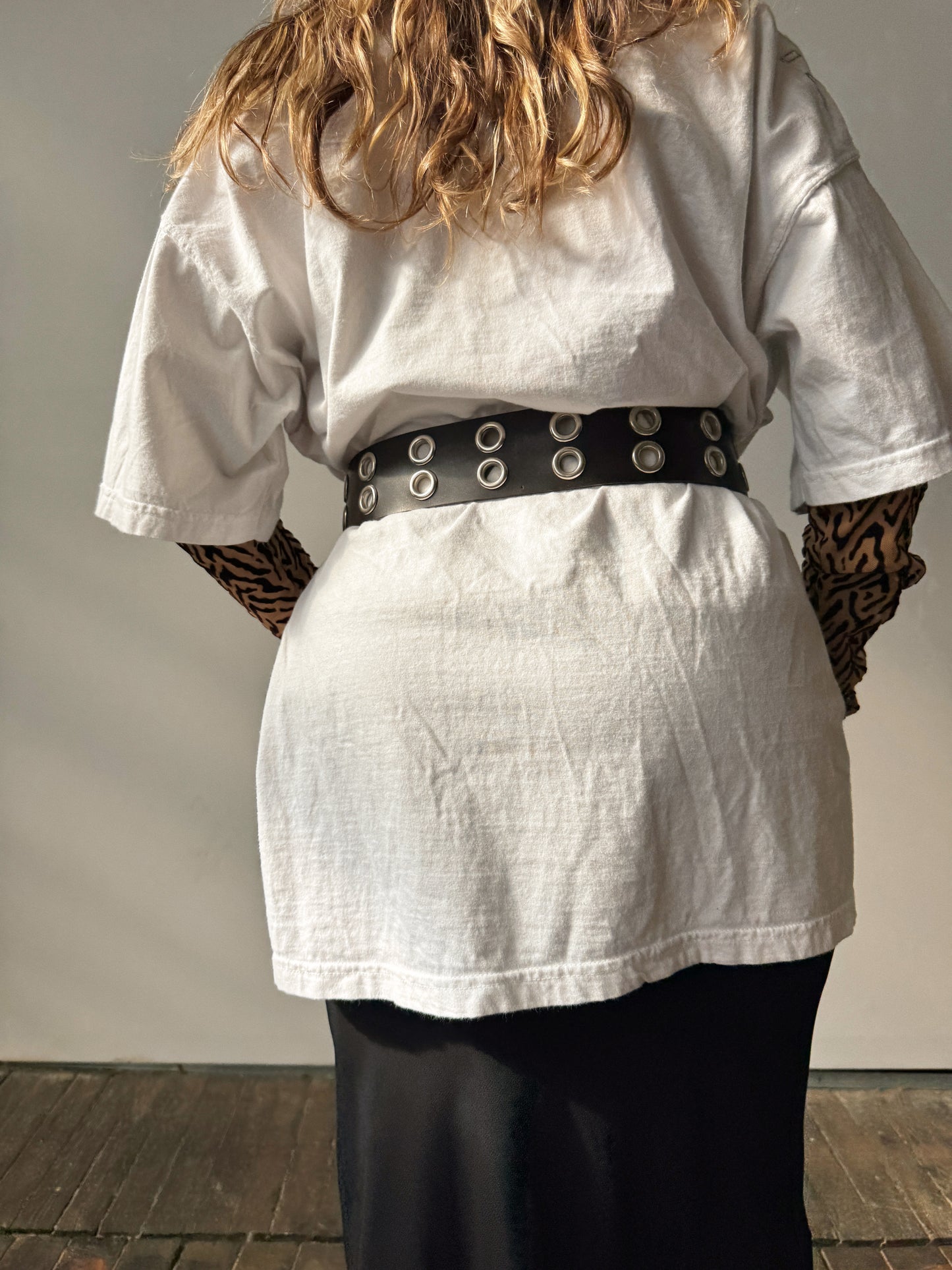 Brown Double Grommet Leather Belt