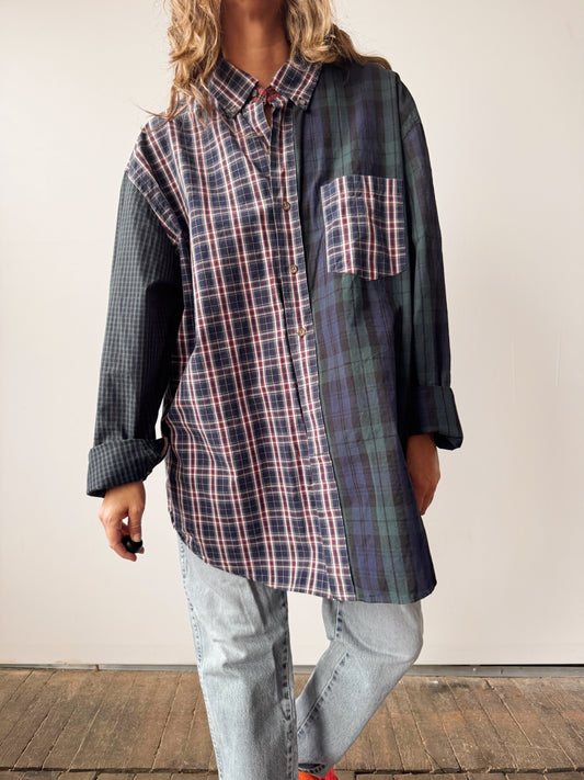 Mixed Plaid Oversize Woven Shirting (Mens XL)