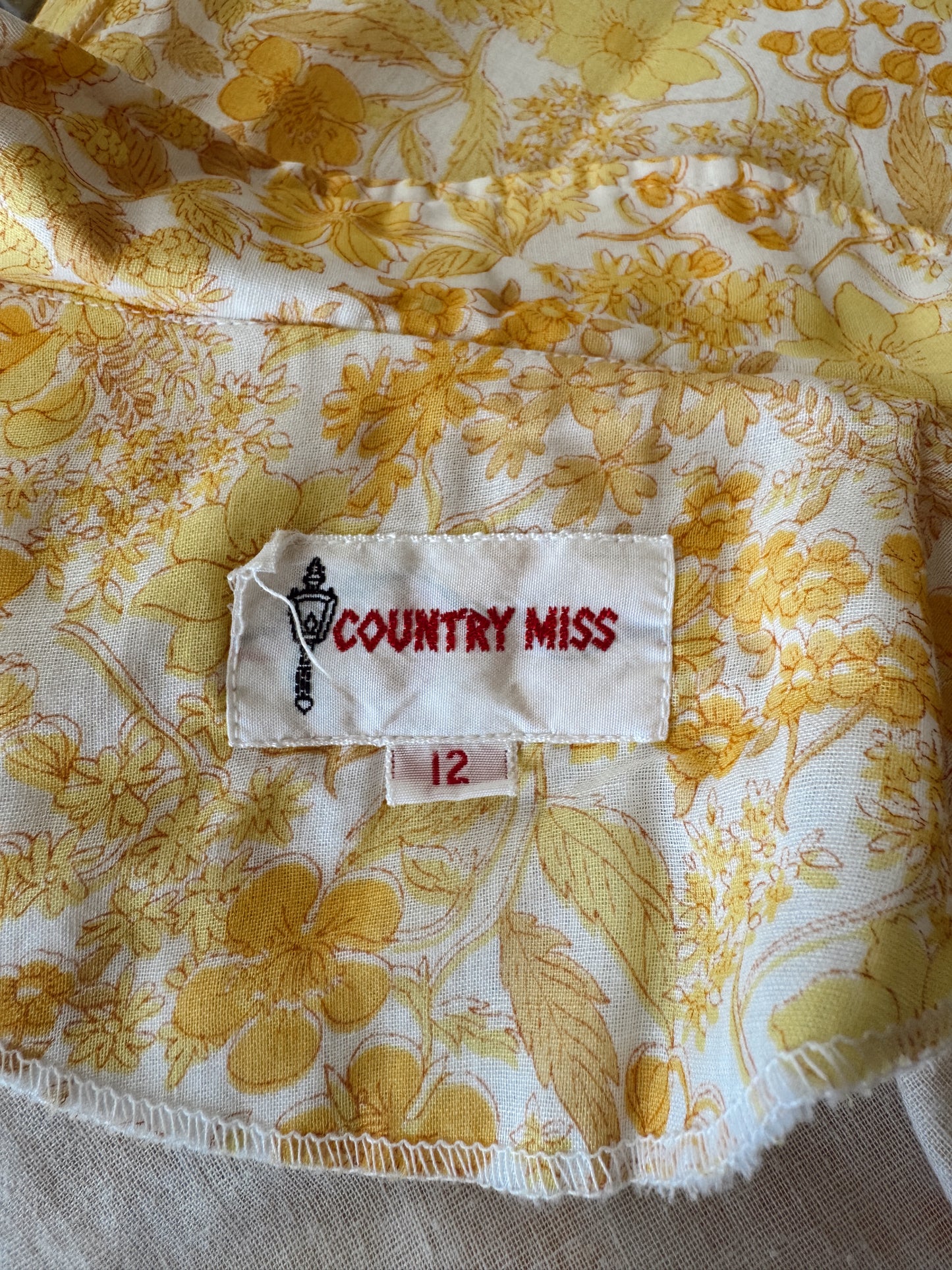 Country Miss 70s Yellow Floral Shirt Dress (M)