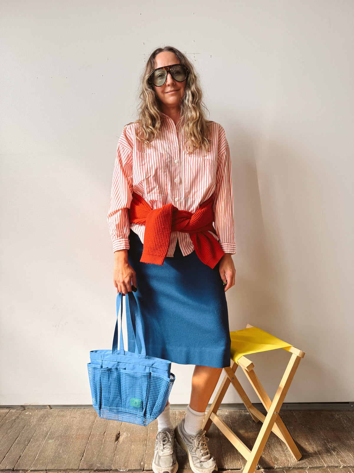 Red Candy Striped Woven Cotton Blouse (S)