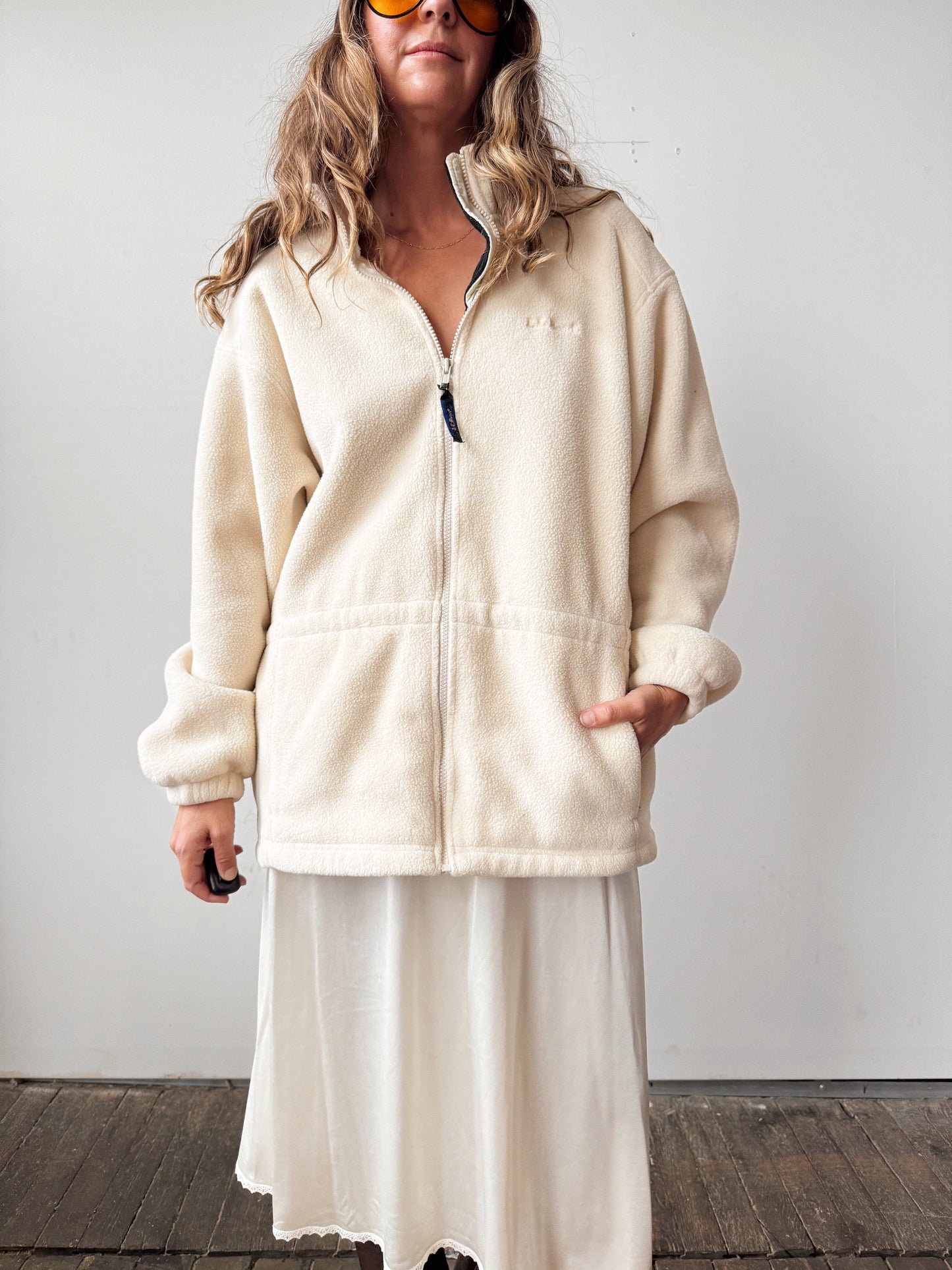 Ivory L.L. Bean Fleece, Made in USA (L)