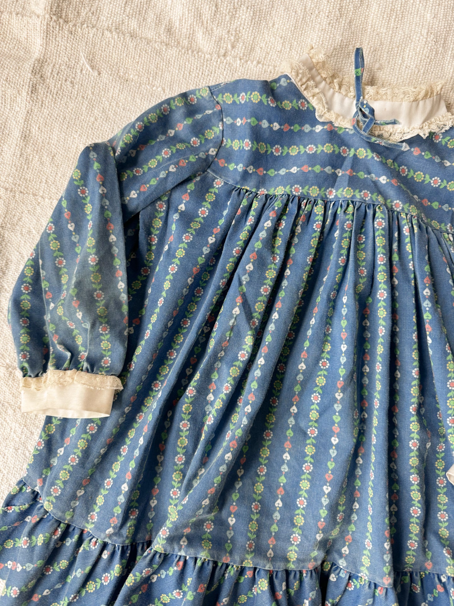 70s Prairie Heart and Flower Print Dress (3T)