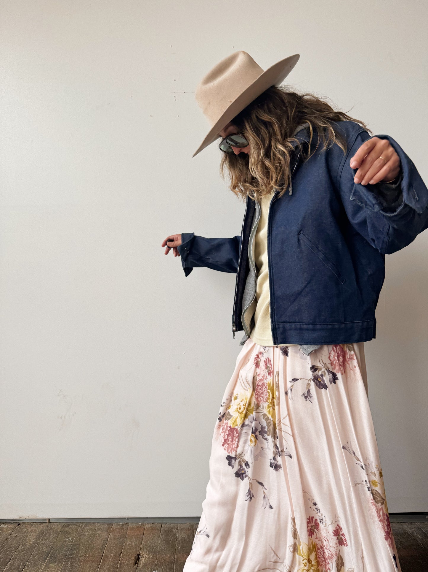 90s Floral Elastic Maxi Skirt (30")