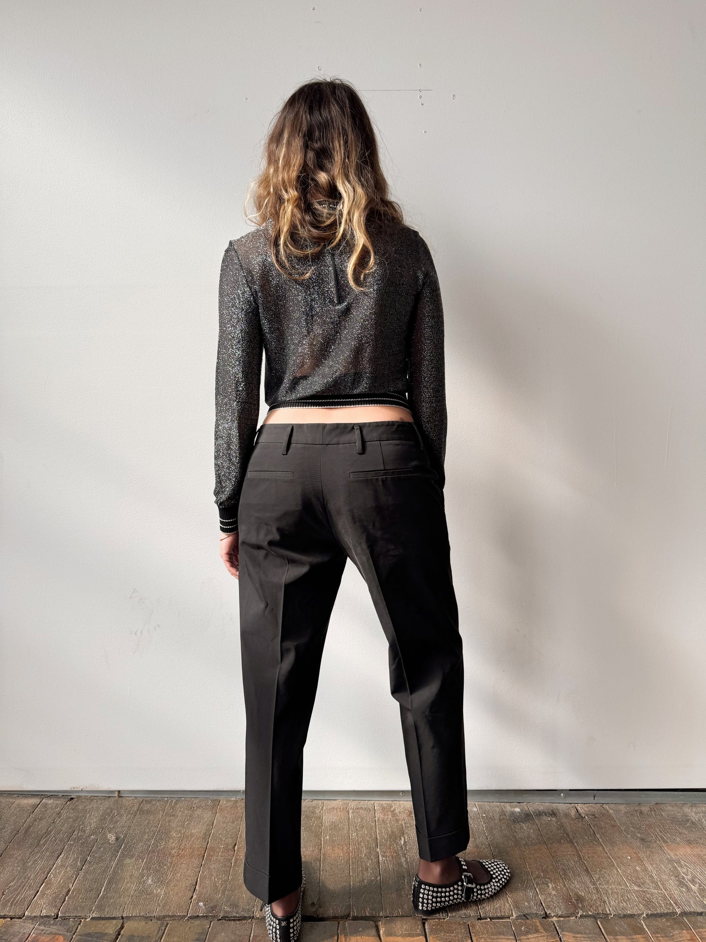 Prada Black Nylon Low-rise Trouser Pants (34")