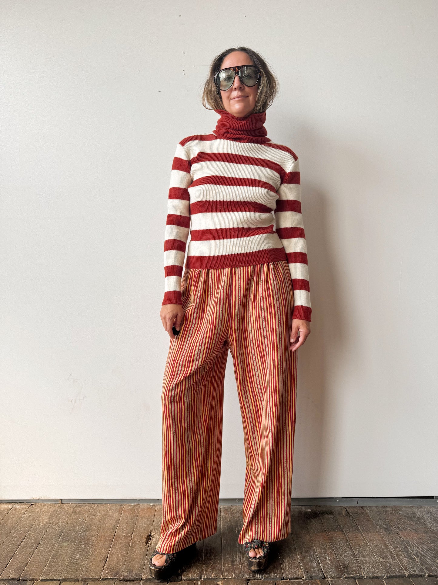 Striped 90s Wide Leg 90s Trouser Pant (30")