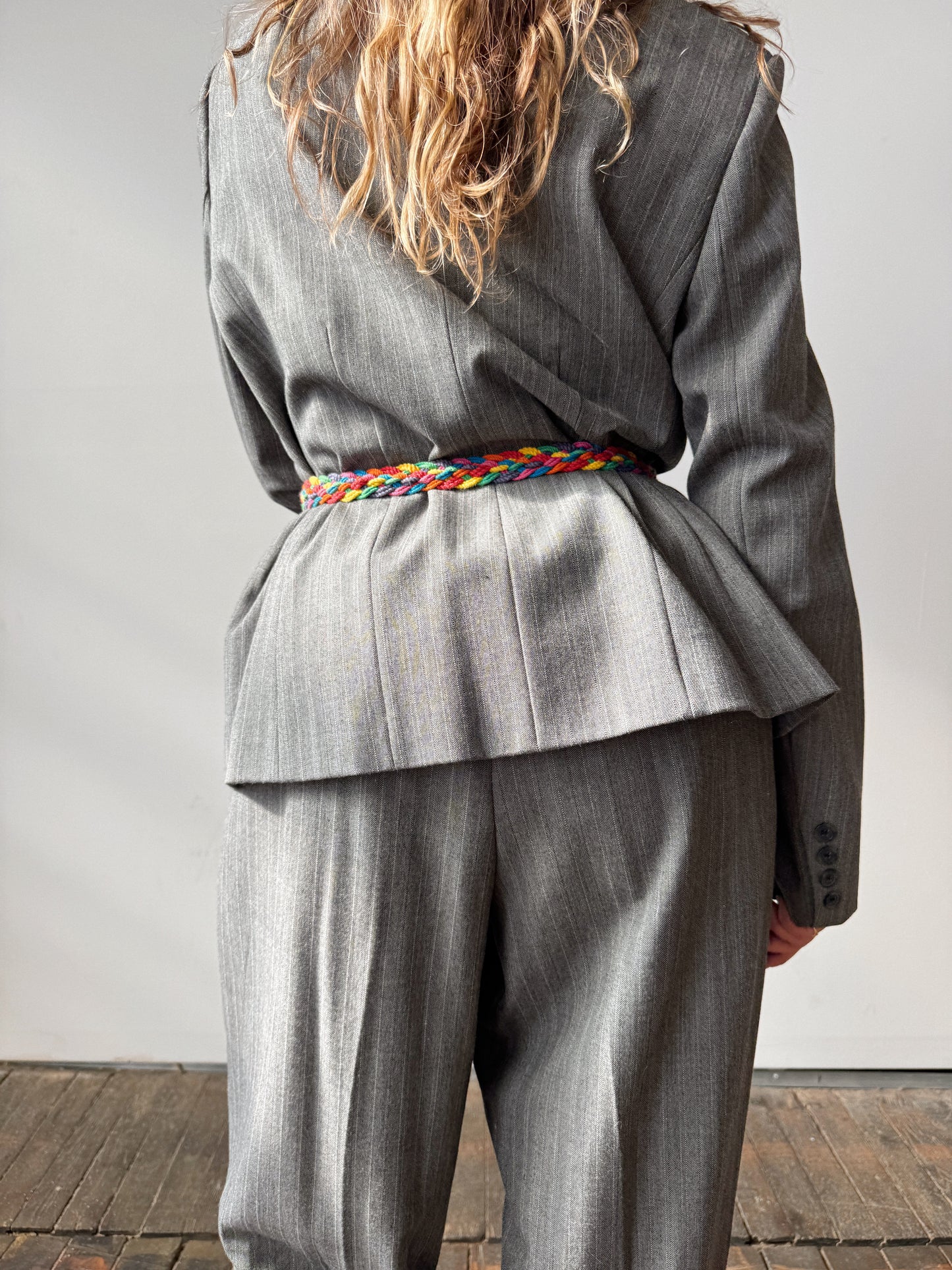 Rainbow Braid Belt with Leather