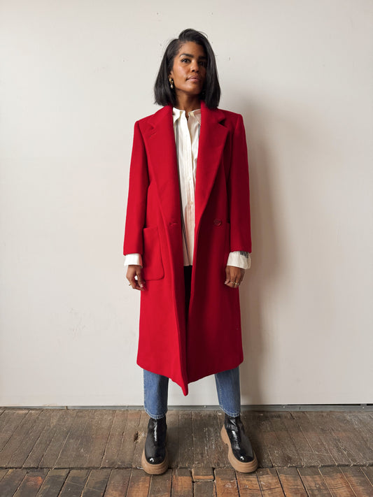 Red Wool 90s Overcoat (M)