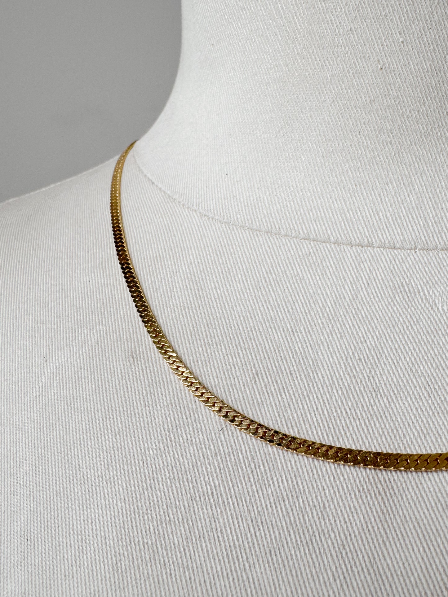 Vintage Yellow Gold Tone Herringbone 20" Necklace