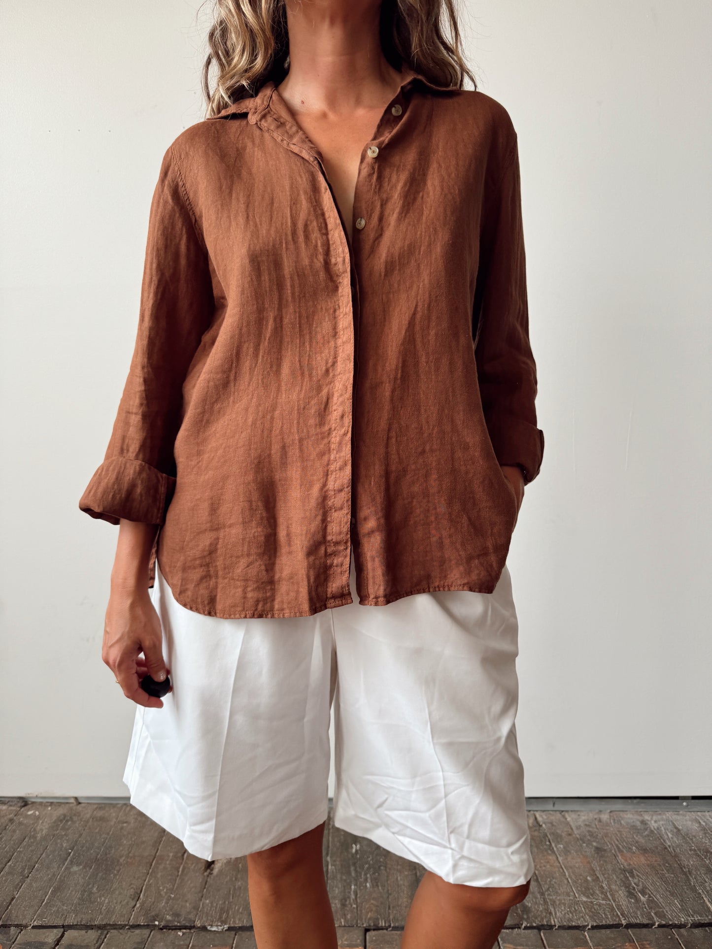 Linen 00s Brown Blouse (M)