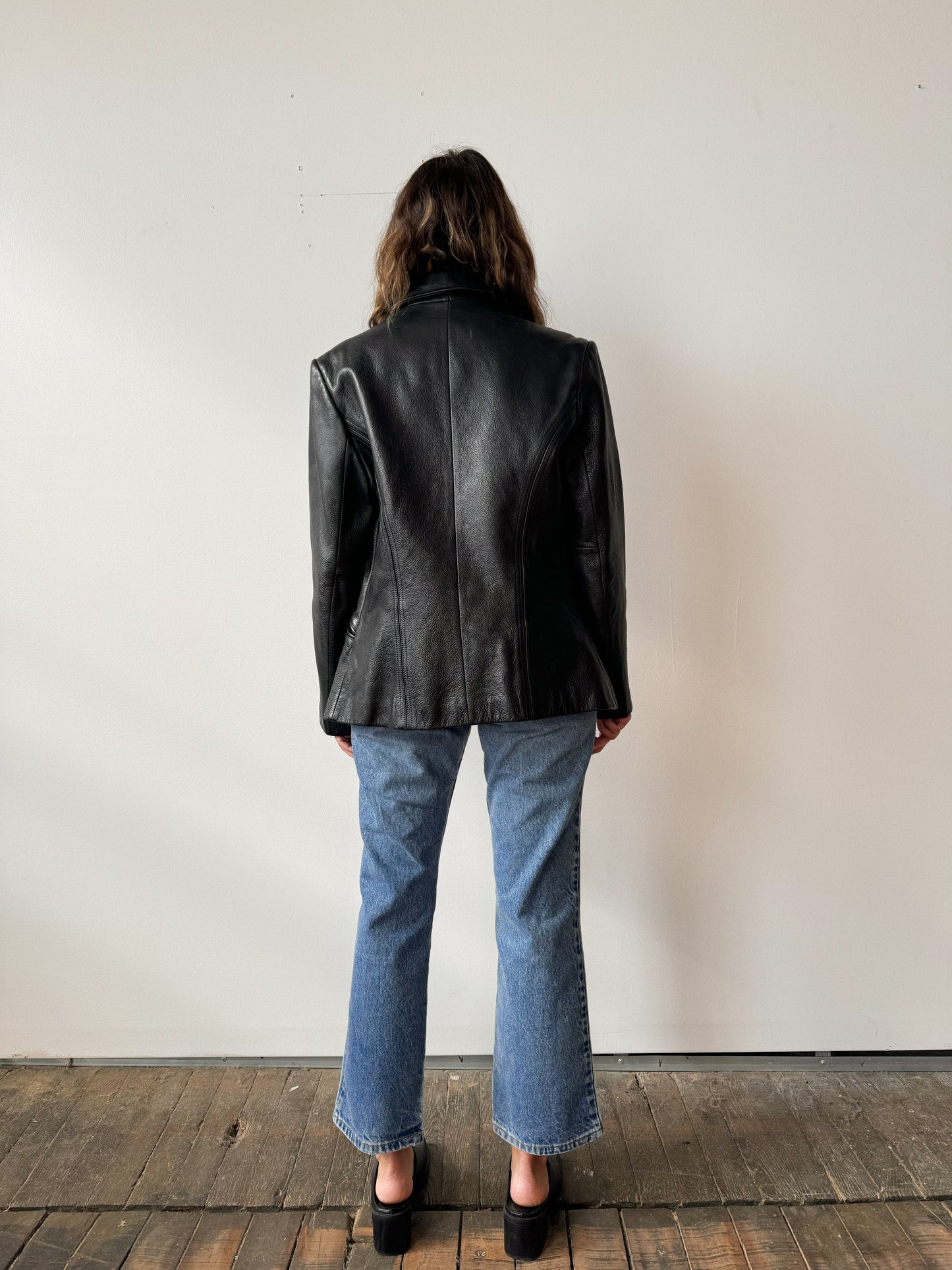 Minimalist Leather Zip Jacket (M)