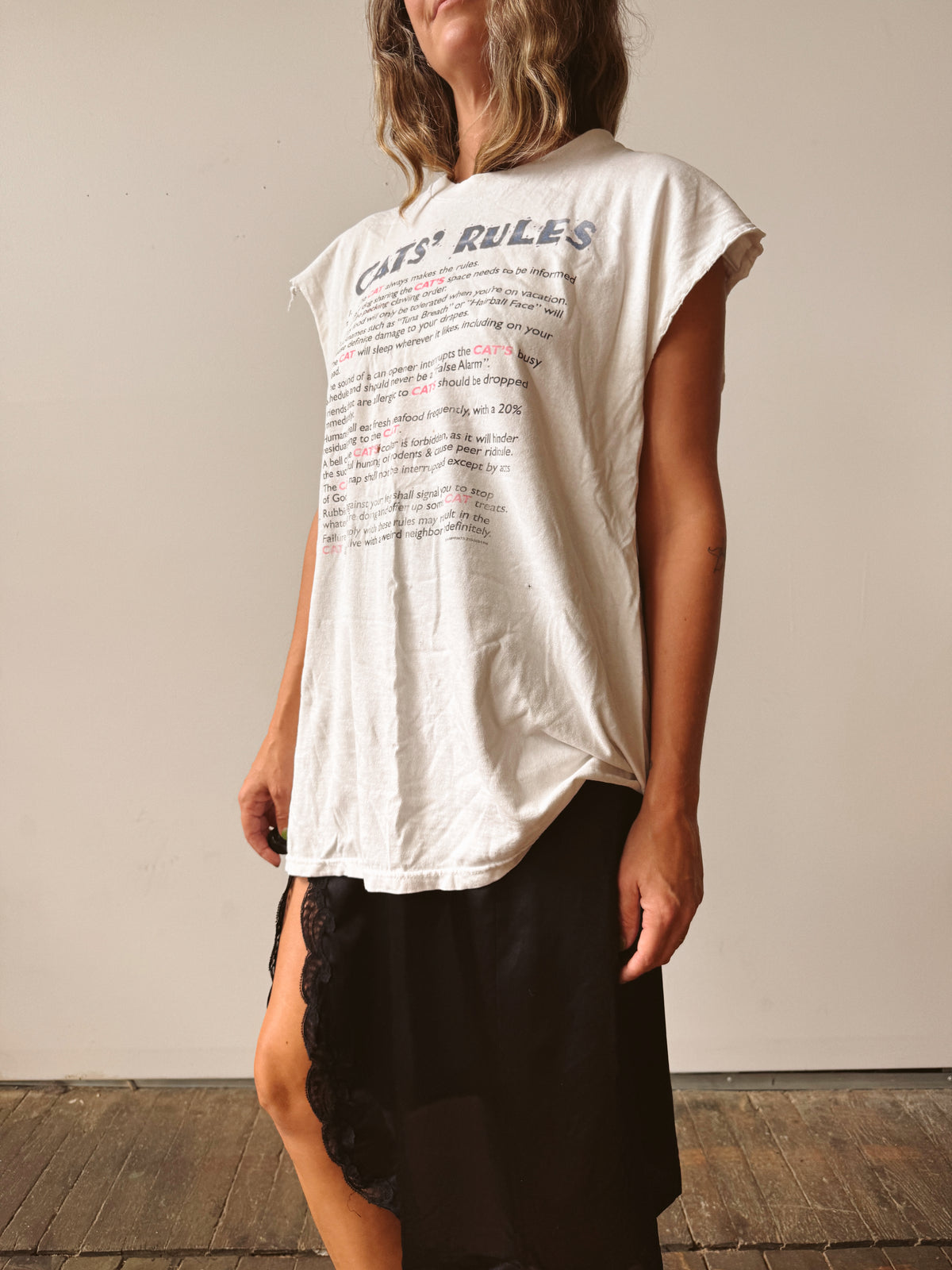 Cat's Rules 90s Sleeveless T-Shirt (XL)