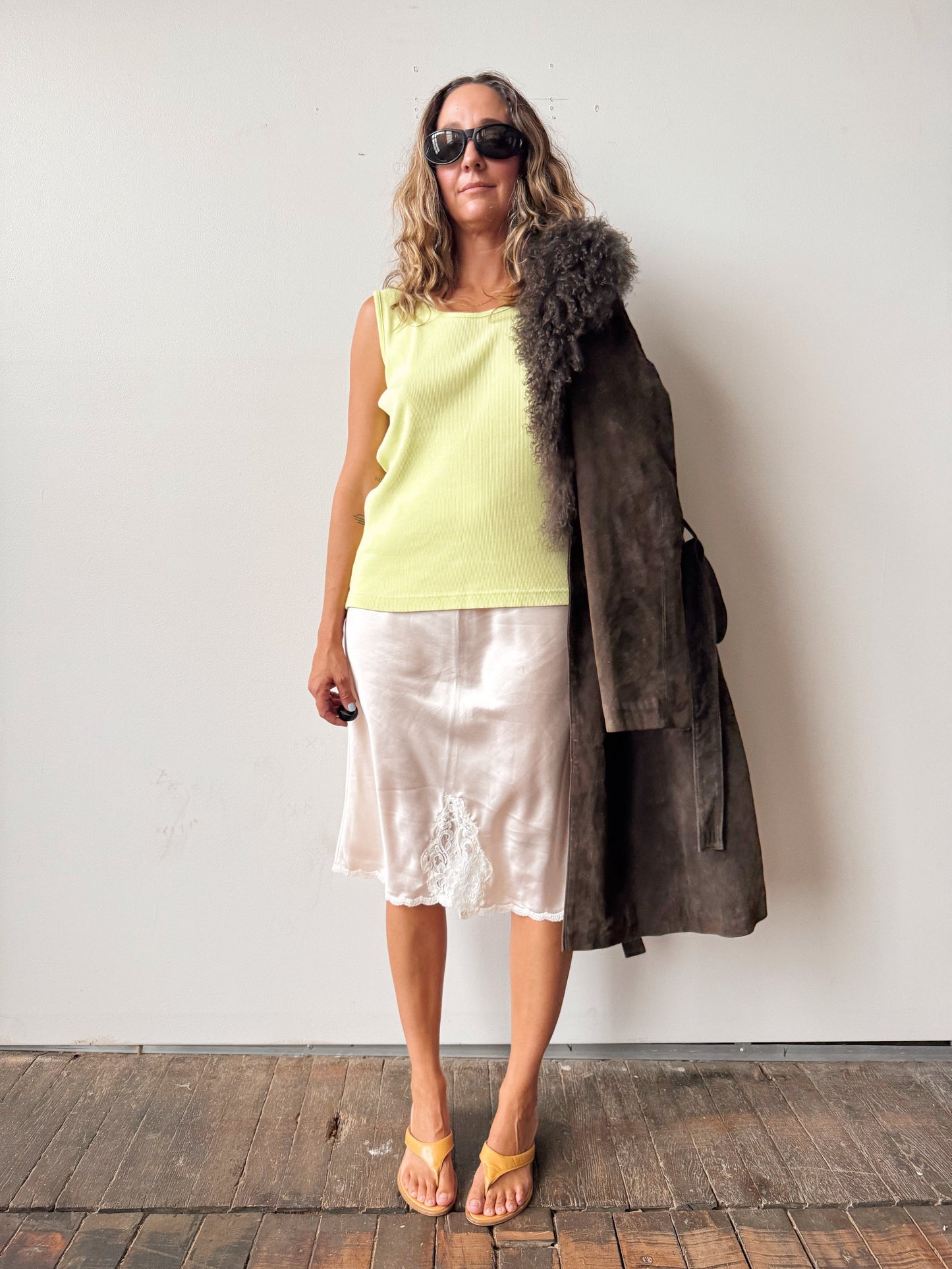 Pale Pink 70s Barbizon Slip Skirt (M)